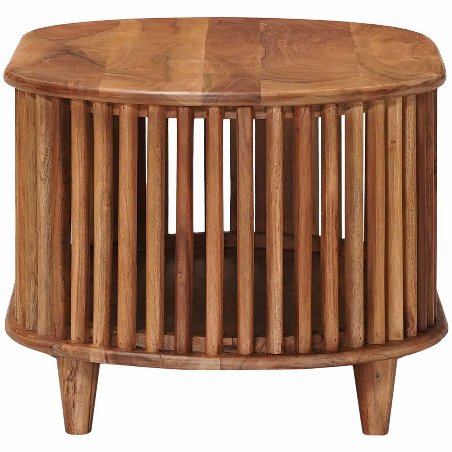 Hothingwell Ręcznie robiony stolik kawowy z litego drewna akacjowego 85 x 50 x 40 cm | Konstrukcja listew poziomych, inżynieria drewna, prosty montaż, pojedynczy element