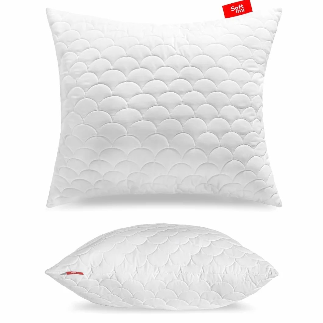 Pikowana poduszka premium SOFTIMI – antyalergiczna – antyroztoczowa – bezzapachowa do natychmiastowego użytku – z regulacją twardości (70 x 80 cm)