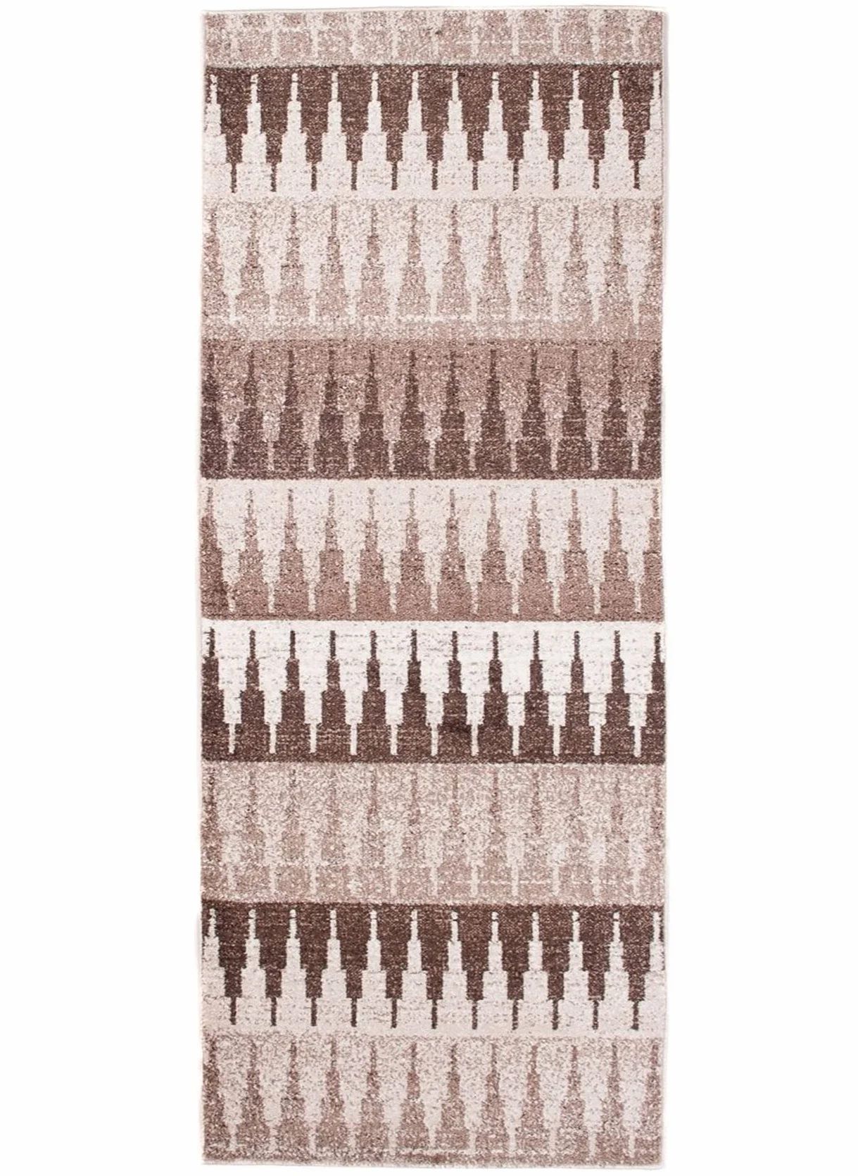 Tapiso Sari dywan bieżnik sprzedawany na metry, do salonu, kuchni, korytarza, mostek na wymiar, geometryczny trójkąt brązowy, kremowy, beżowy, nakrapiany Ökotex 100 x 130 cm