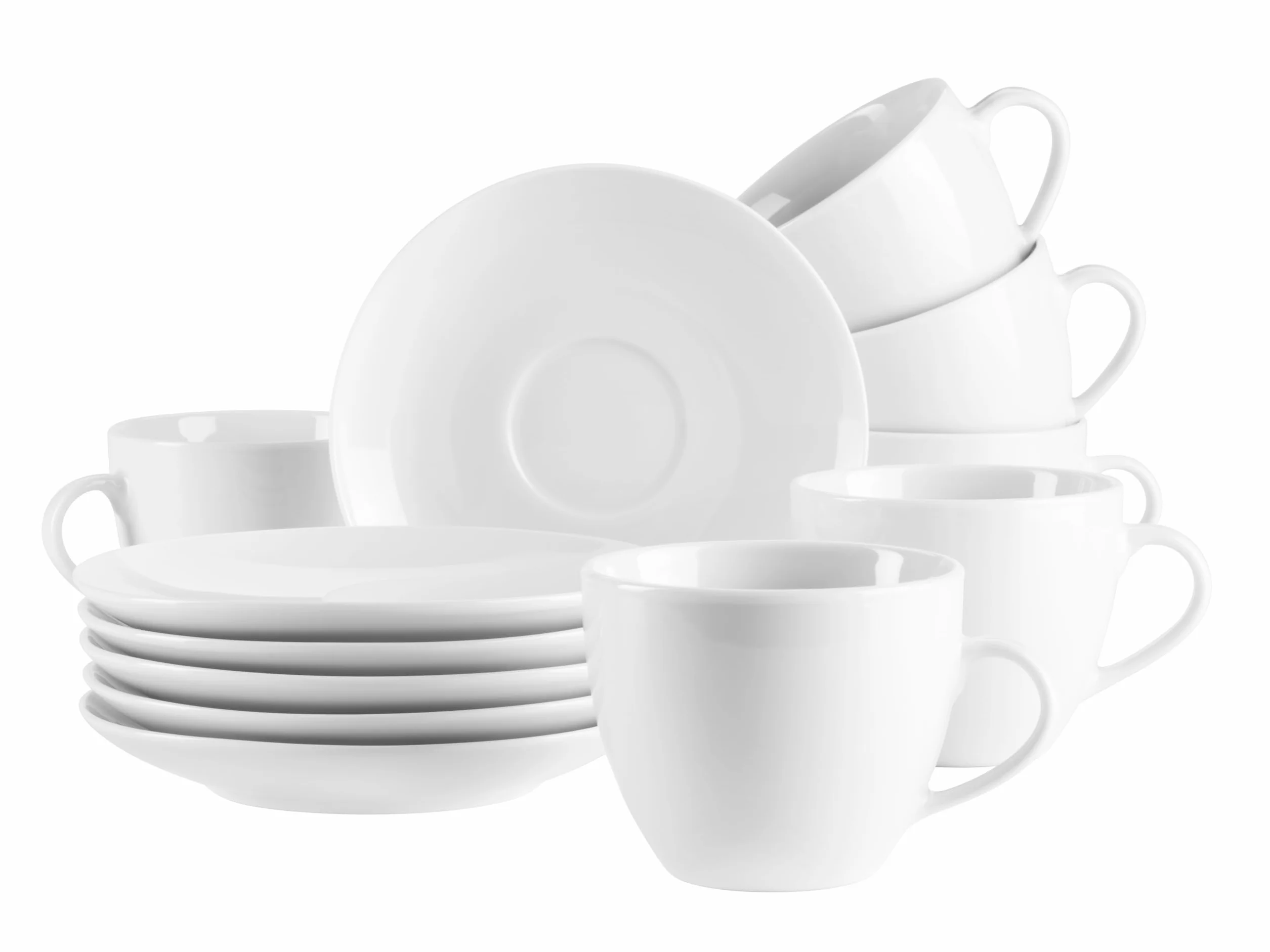 MÄSER, Seria Barca, zestaw filiżanek do kawy dla 6 osób, filiżanki do kawy z białej porcelany, proste, eleganckie, ponadczasowe, porcelanowe, białe