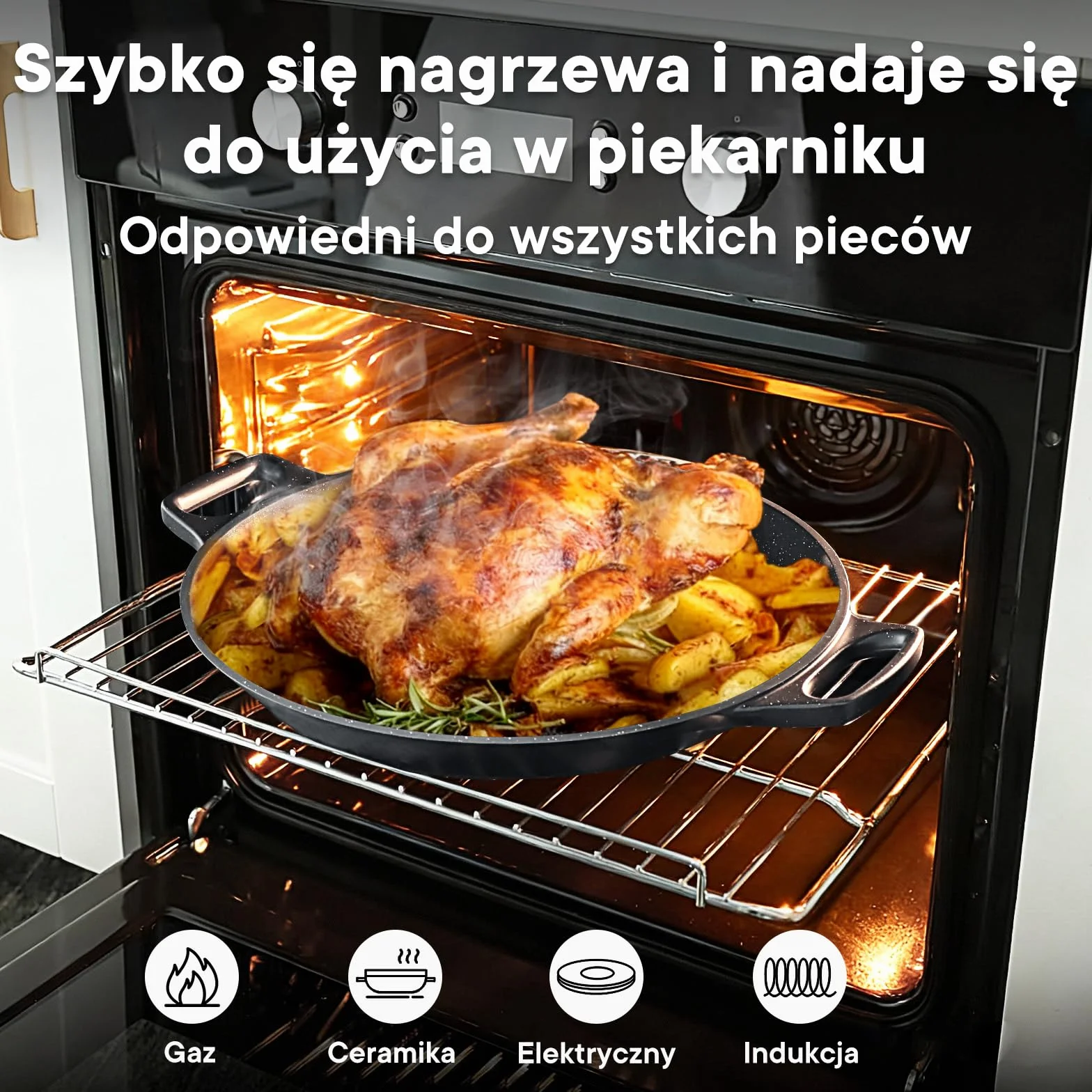 GiPP Patelnia do Paelli z Powłoką Nieprzywierającą, 36 cm, na 6–8 Porcji, Kompatybilna z Kuchenkami Indukcyjnymi, Gazowymi, Elektrycznymi i Ceramicznymi