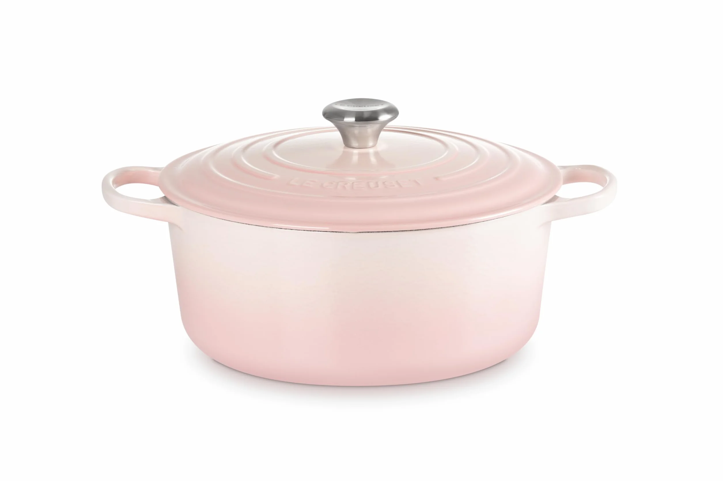 Le Creuset Signature 21177287774430 żeliwne naczynie do pieczenia z pokrywką, okrągłe, nadaje się do wszystkich rodzajów kuchenek i płyt indukcyjnych, pojemność: 6,7 l, 6,125 kg, Shell Pink,