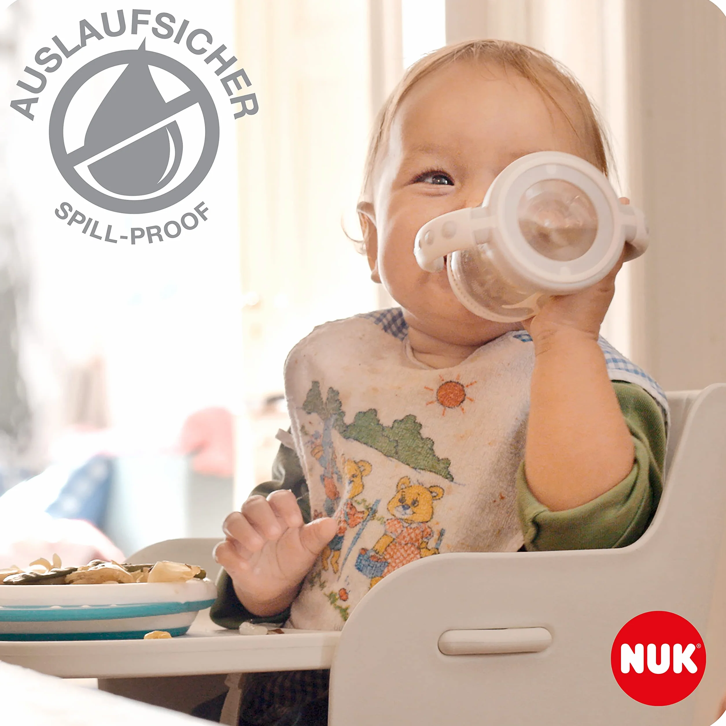 Kubek niekapek NUK First Choice Learner Cup | 6-18 miesięcy | Wskaźnik kontroli temperatury | Nieprzeciekający silikonowy dzióbek | Odpowietrznik antykolkowy | Bez BPA | 150 ml | Winnie (różowy)