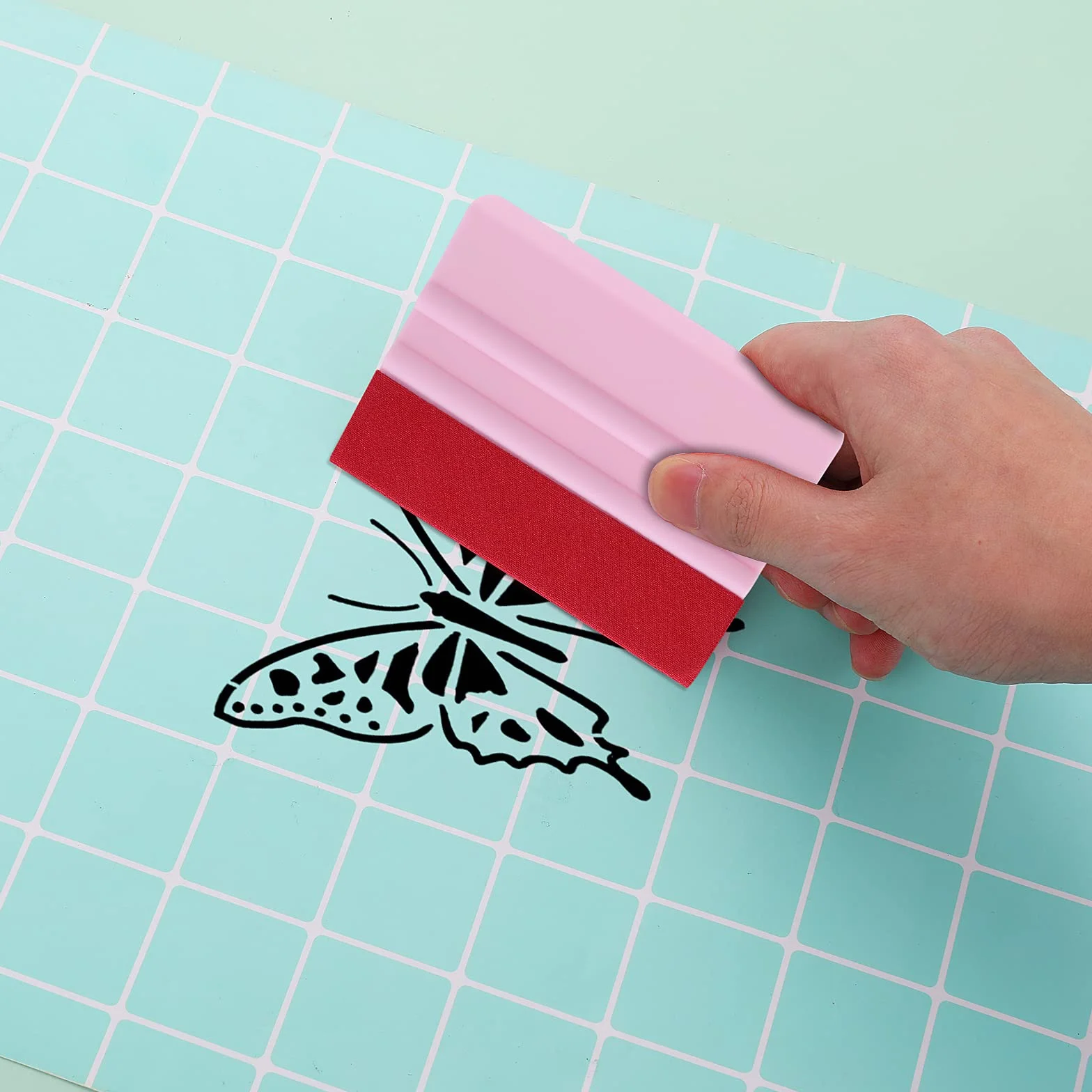 2 winylowe ściągaczki do usuwania pęcherzyków powietrza, 10,2 cm, z miękką ściereczką filcową, do samochodu, na okna, tapety, samoprzylepne, 2 szt