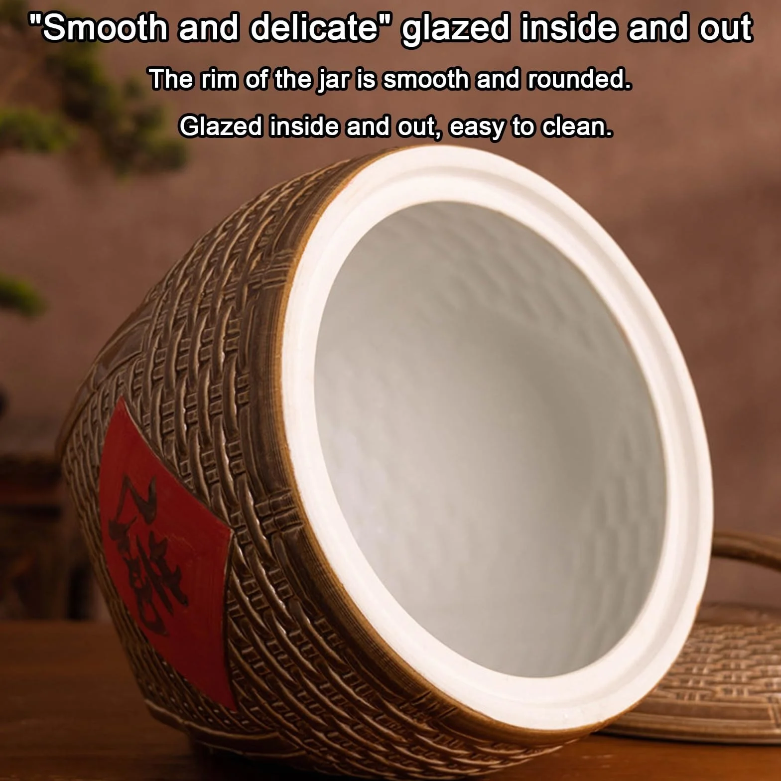 Ręcznie robiony chiński retro ceramiczny słoik na ryż z pokrywką, domowy pojemnik do przechowywania żywności i ziarna na ryż, herbatę i płatki śniadaniowe