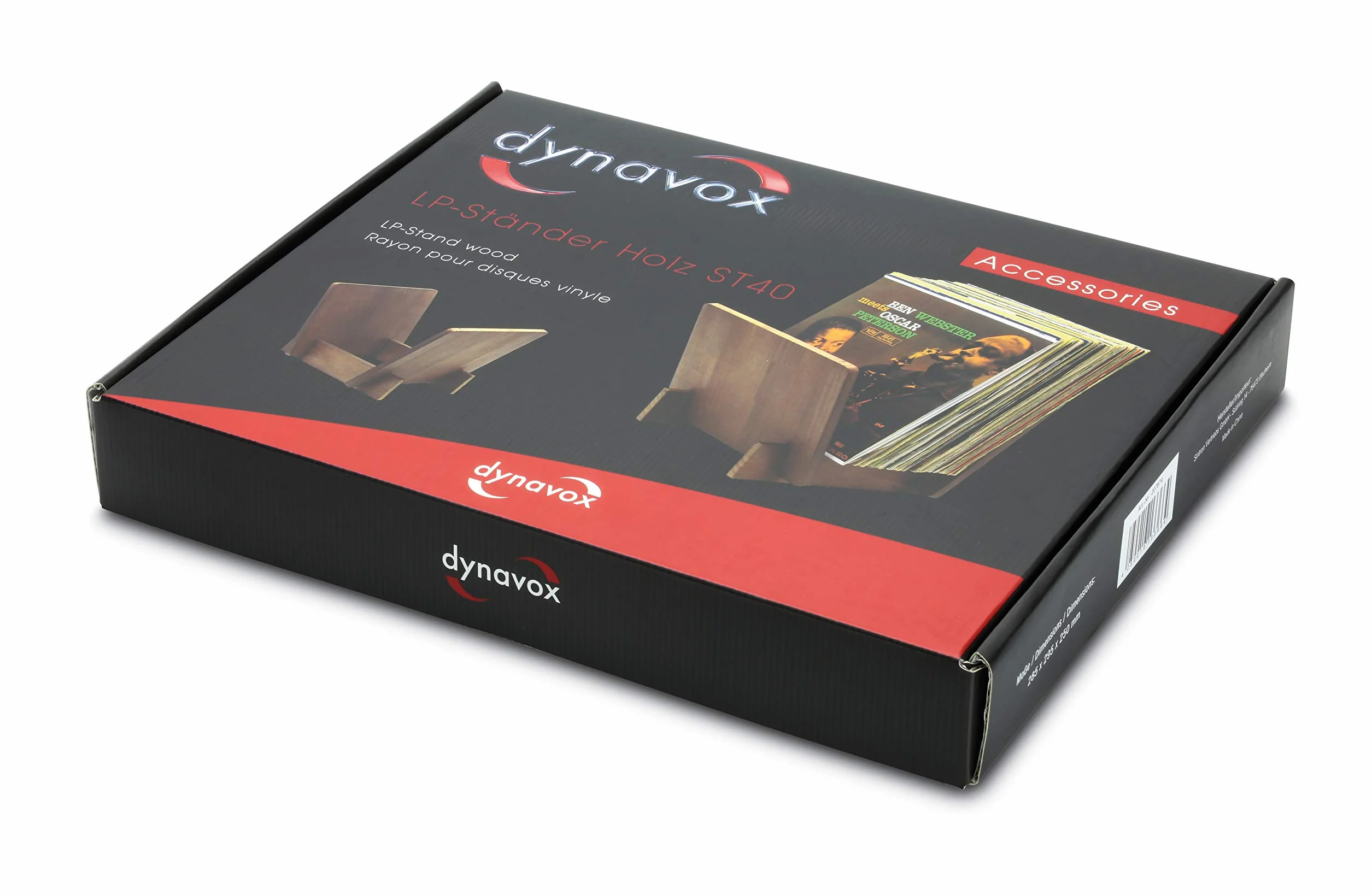 Dynavox Stojak na LP ST40, pudełko do przechowywania płyt winylowych z drewna sosnowego, na 40 LPs, ciemnobrązowe