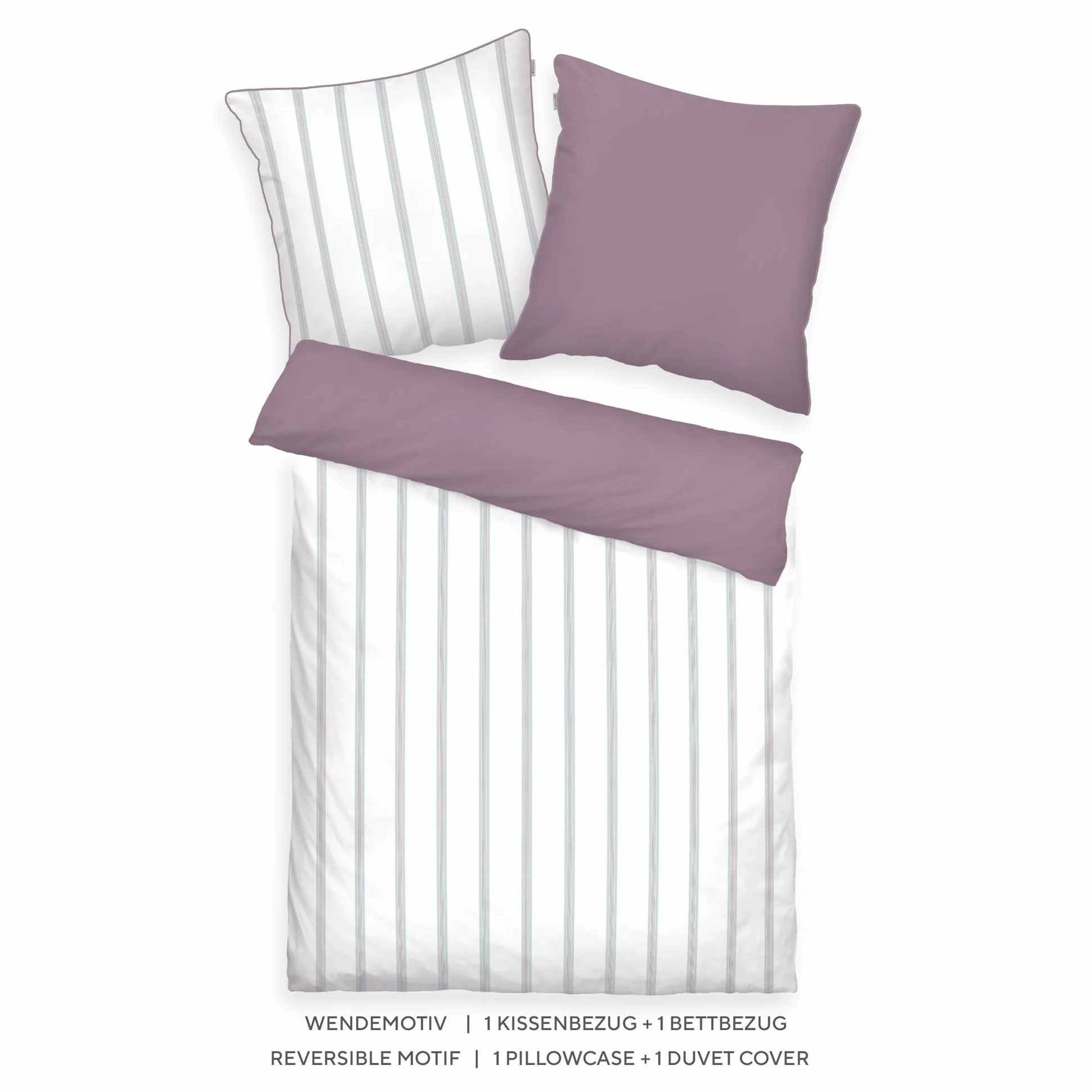 TOM TAILOR Satynowa bielizna 60x80 cm 140x200 cm 100% bawełna satyna CLASSIC SATIN Strings Weiß Lila