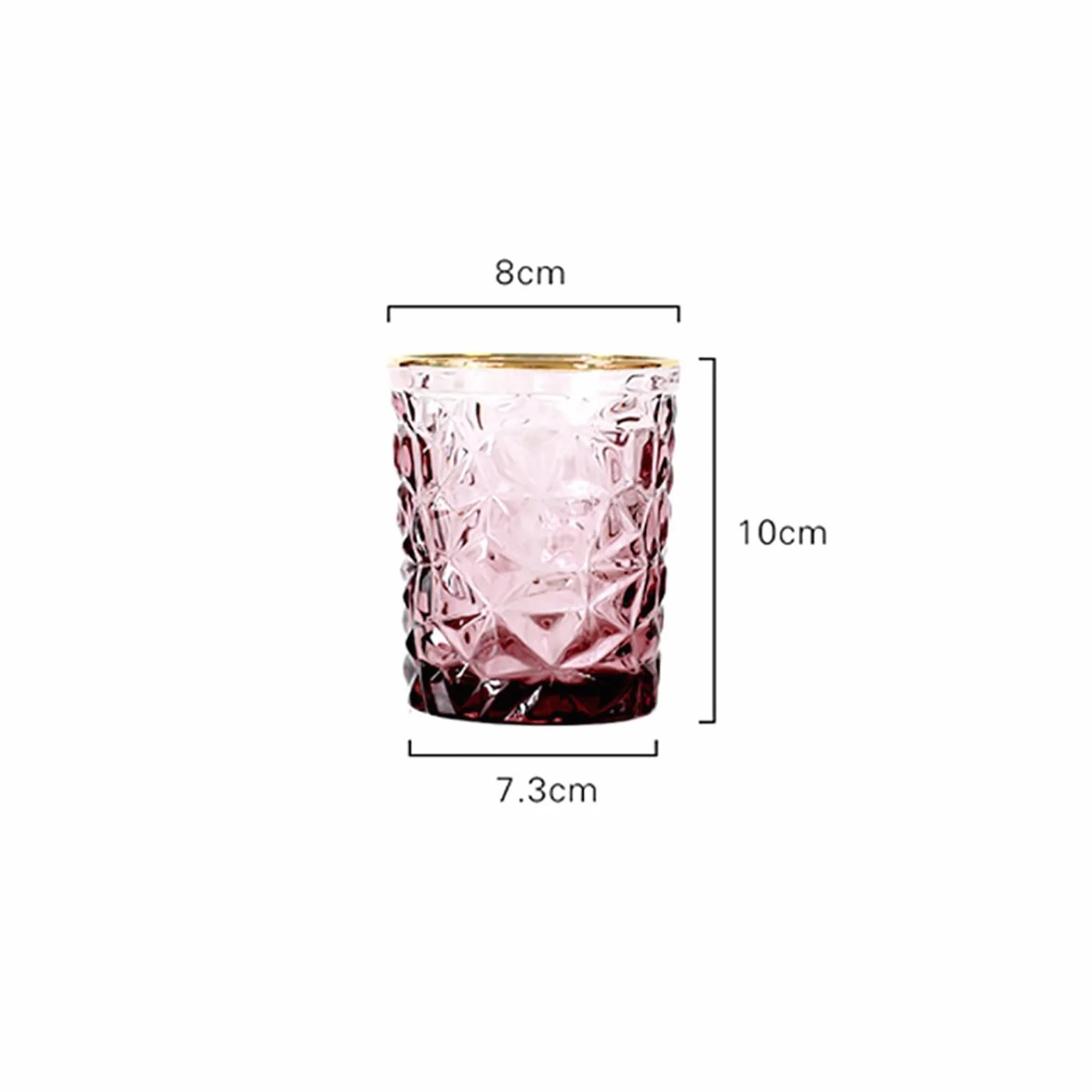 Szklanki Highball, trwały zestaw 2 szklanek do picia w kształcie diamentu, wina, whiskey, koktajli, kieliszek do soku, czerwony szklany kubek ze złotą krawędzią odpowiedni do koktajli, wody, soku, piwa, wina