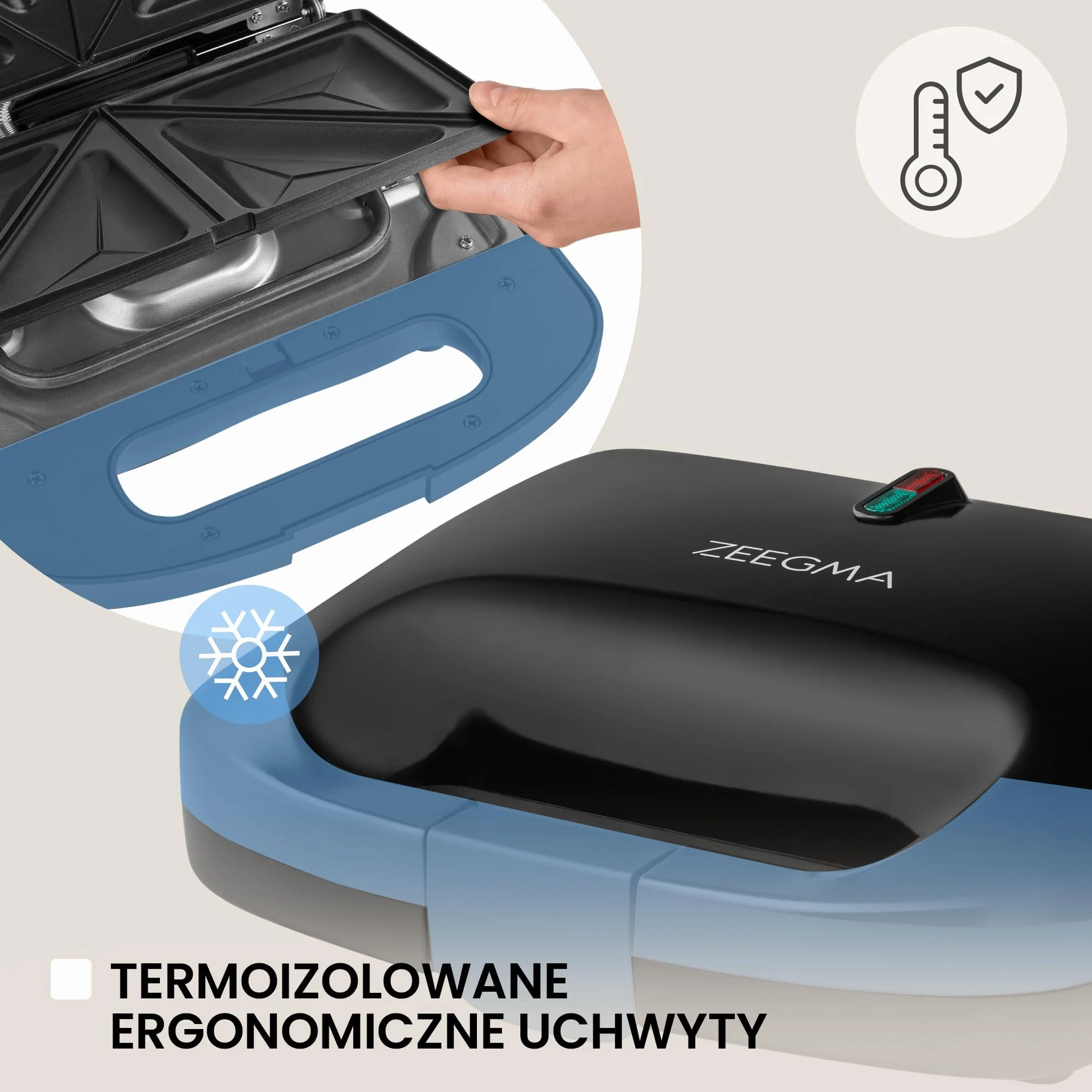 ZEEGMA ROTEE CHEF EASY Wielofunkcyjny Opiekacz 750 W 5 w 1, do Tostów Pieczywa Gofrów Kanapek Orzeszków Grill, Toster, Nieprzywierające Płytki Zabezpieczenie Przed Przegrzaniem