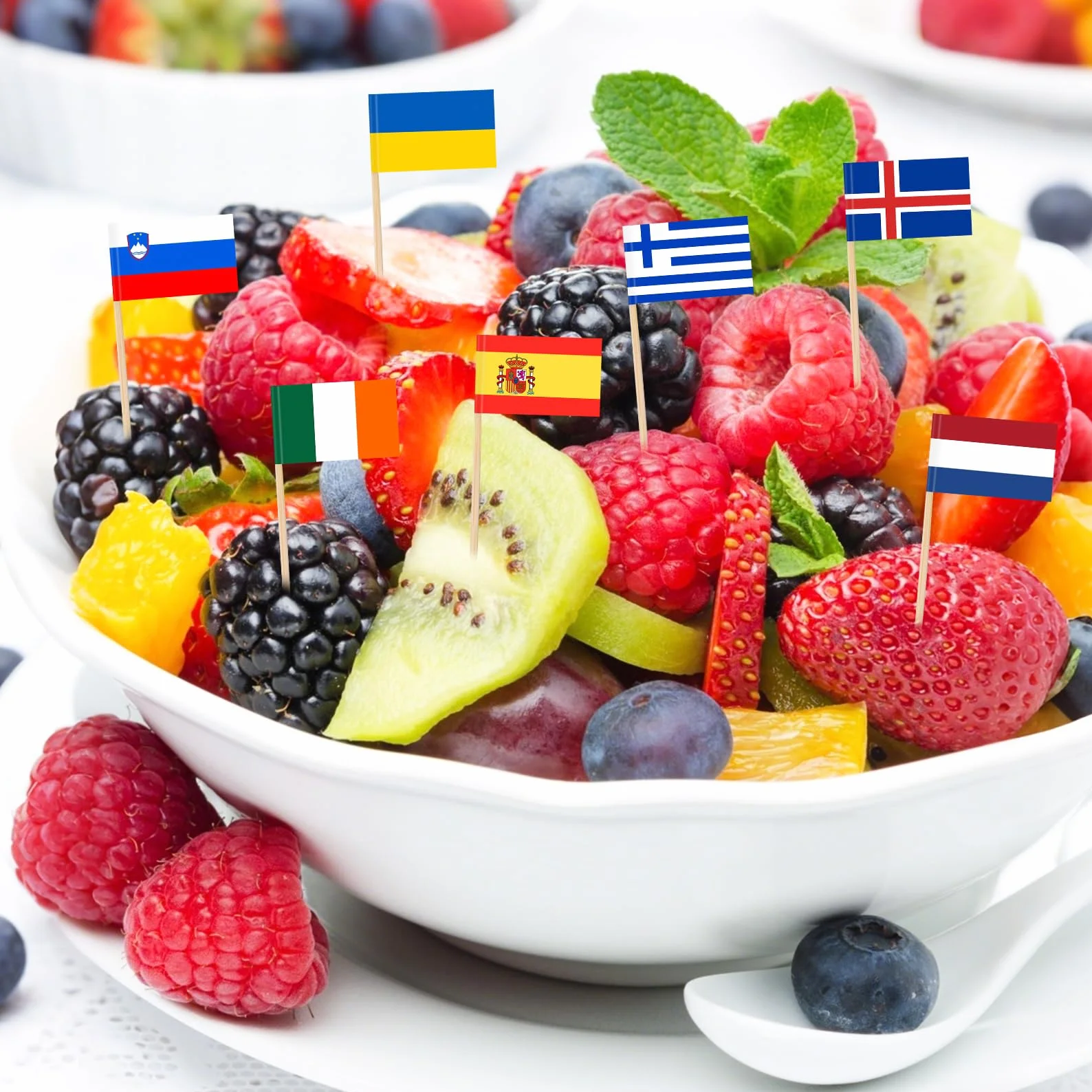 100 sztuk Eurowizji Konkurs Piosenki 2026, wykałaczki, flagi krajów i mistrzostw Europy, dekoracja na babeczki, na imprezę koktajlową, pub