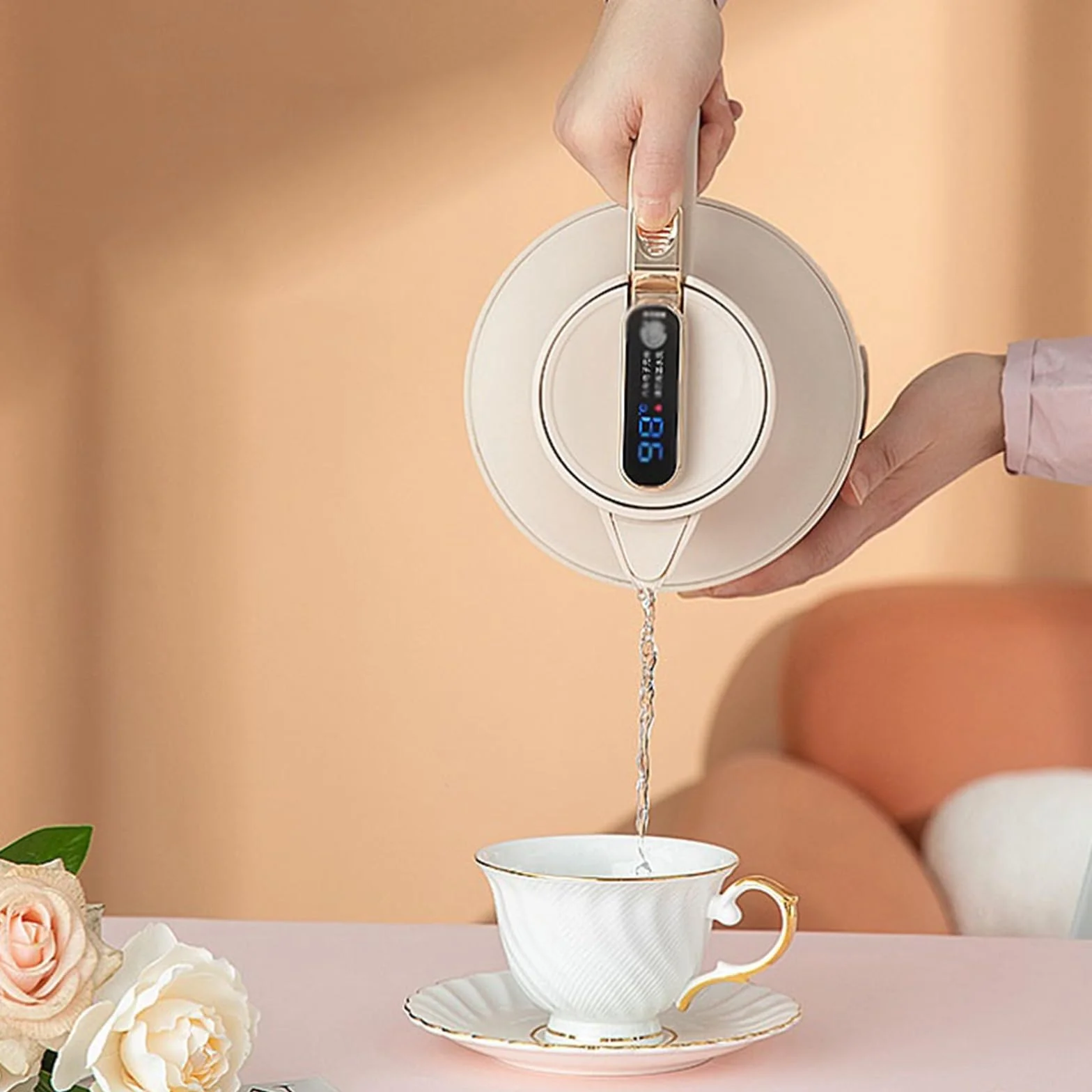 dzbanek termiczny, Dzbanek termiczny z podwójną ścianką, Dzbanek termiczny, Dzbanek termiczny do kawy, Termos domowy 1,5 l/2 l, inteligentny wyświetlacz temperatury, szklany termos próżniowy, wewnętrz