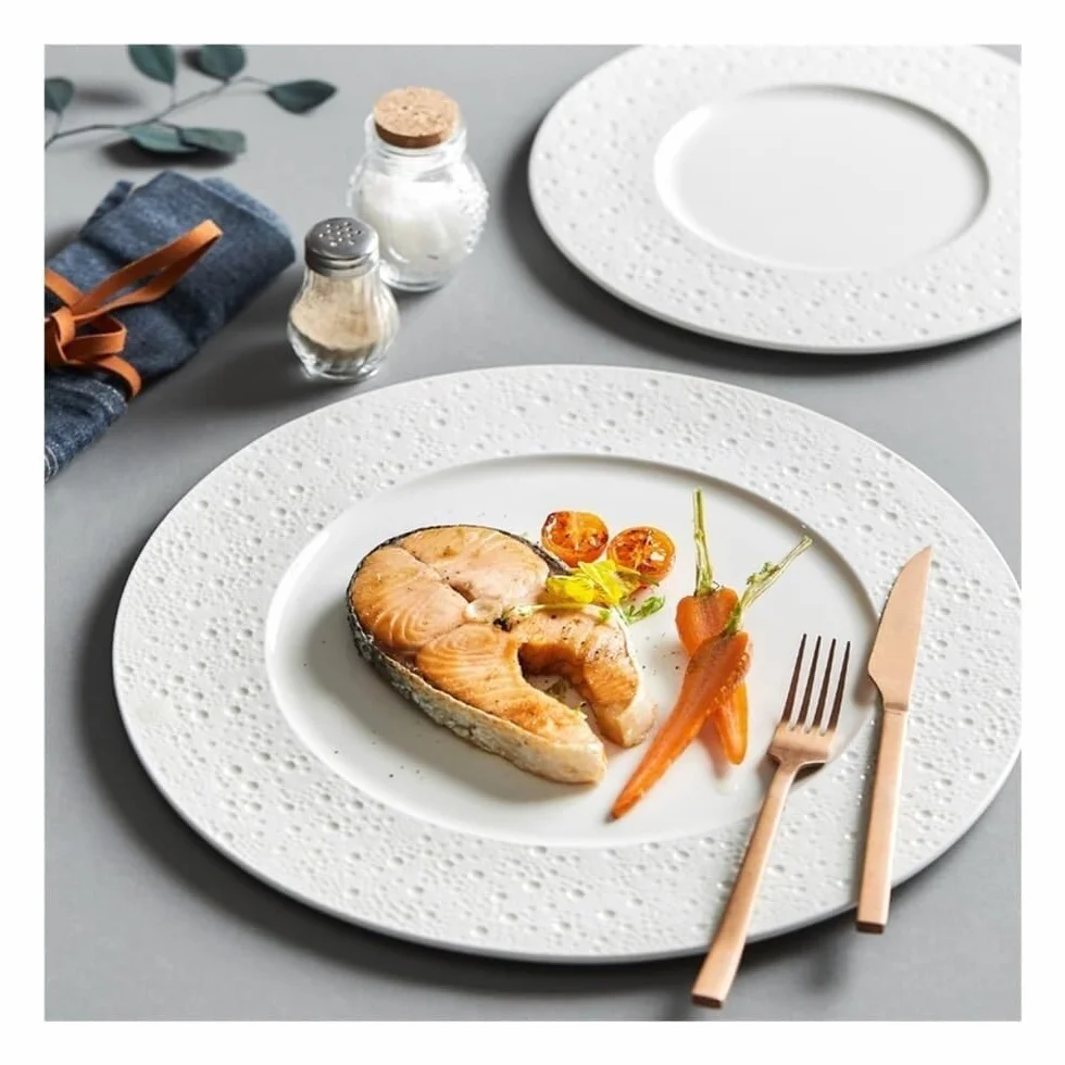 Biały Ceramiczny Talerz Do Steków – 12,5-Calowy Płaski Talerz Jadalny W Stylu Zachodnim Do Makaronów, Steków I Innych Dań – Elegancka Zastawa Stołowa Do Restaur