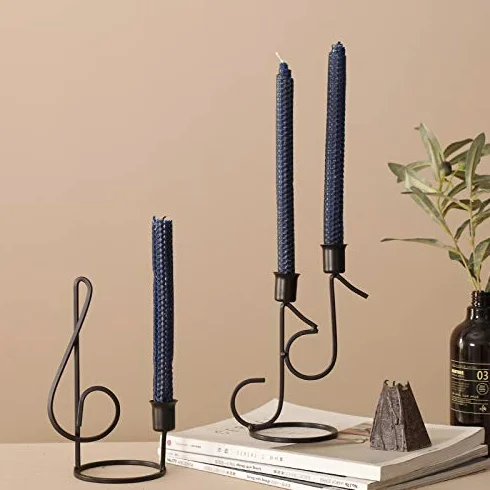 Świecznik Iron Art Nuty Muzyka Świecznik zapachowy Ozdoby Romantyczny ślub Kolacja przy świecach Nowoczesna Canlder (Color : 1 top golden)