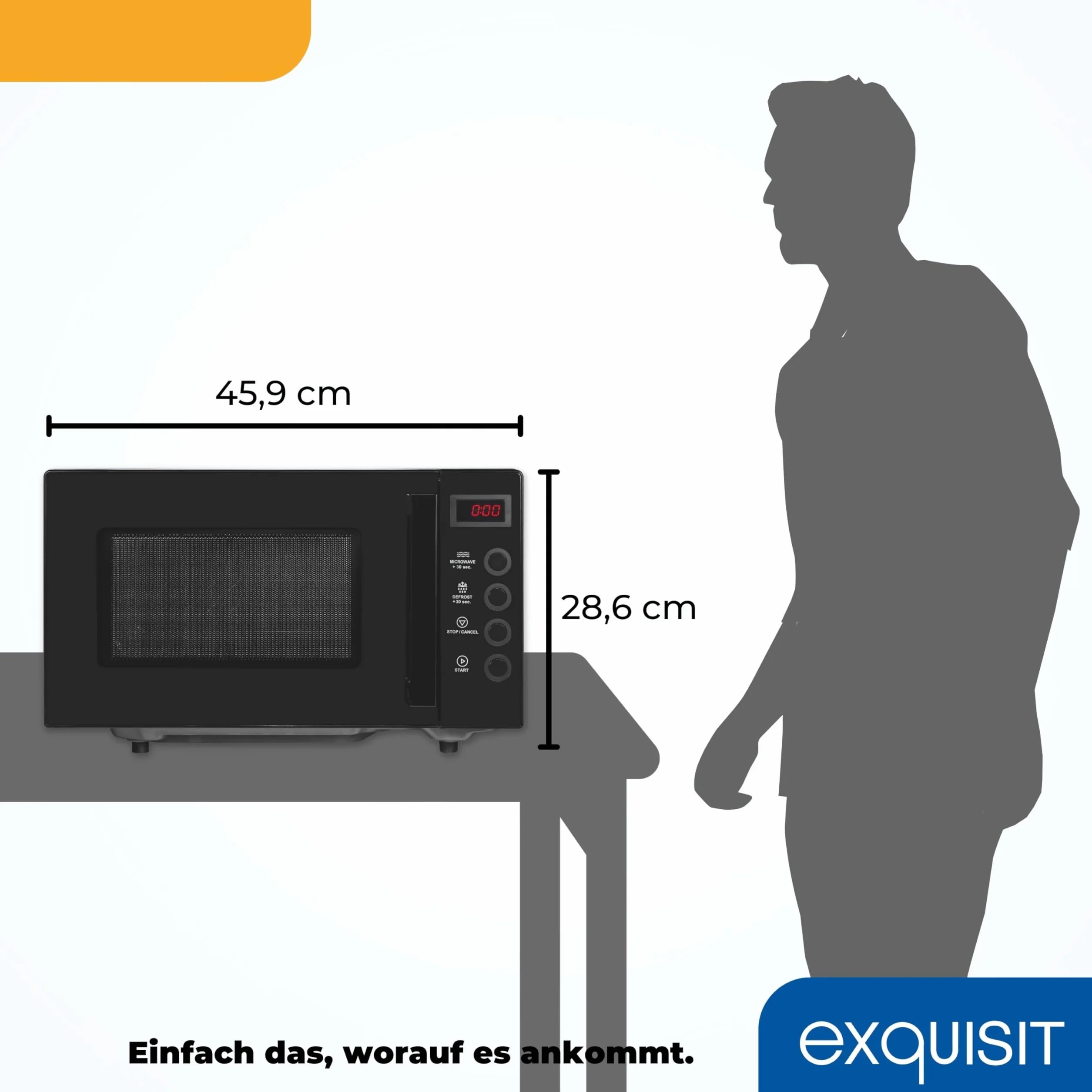 Exquisit Kuchenka mikrofalowa MW7020-F-030DI czarna | Flatbed | 700 W | Timer | 20 litrów | 5 poziomów mocy