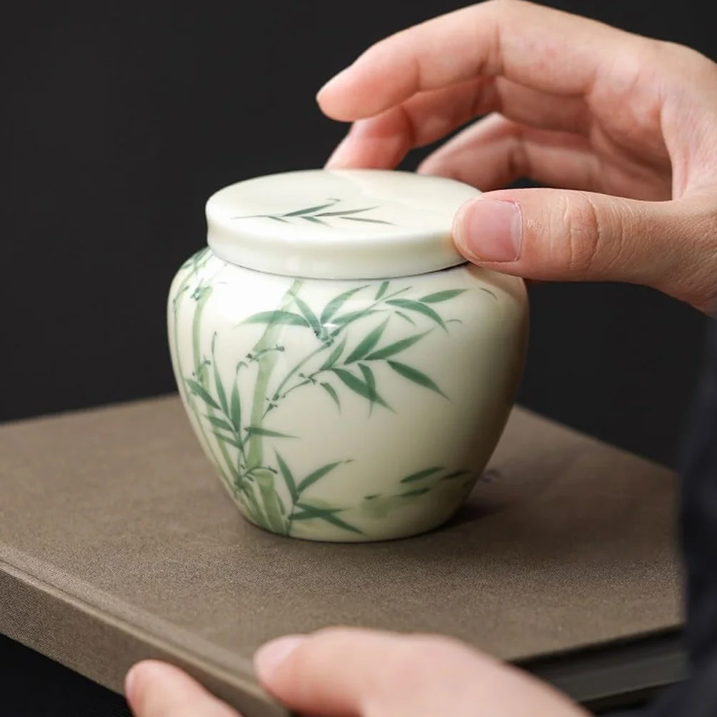 XYNSNDB Zestaw do herbaty Pojemnik do przechowywania herbaty Ręcznie malowane puszki na herbatę Zamknięte puszki Ceramiczne puszki do przechowywania gospodarstwa domowego Słoik do przechowywania