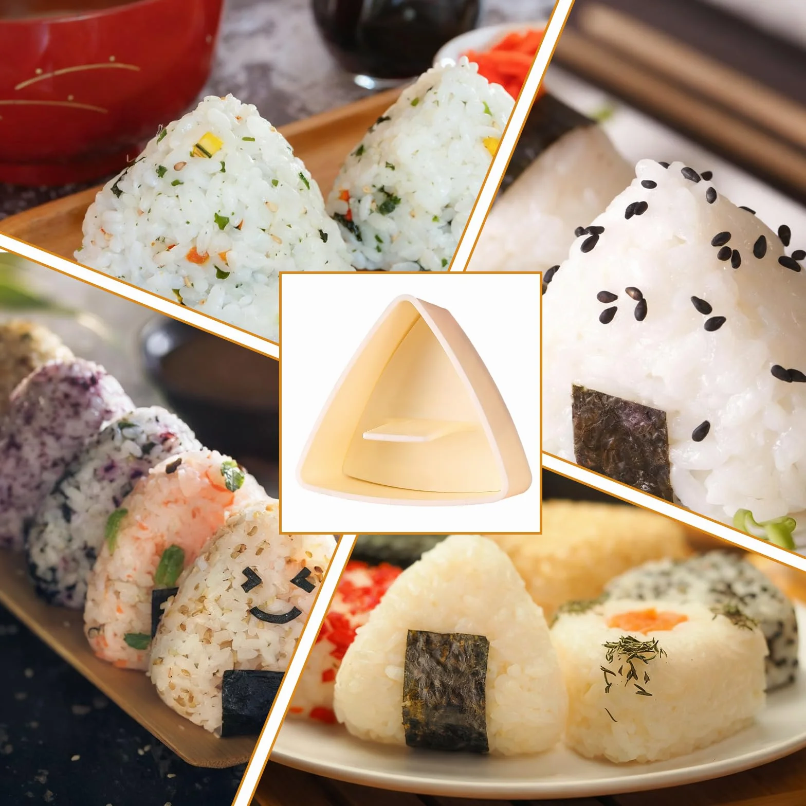 3 formy do samodzielnego przygotowania sushi i kulek ryżowych Onigiri Maker, gładka powierzchnia, łatwa do czyszczenia, odpowiednia dla początkujących