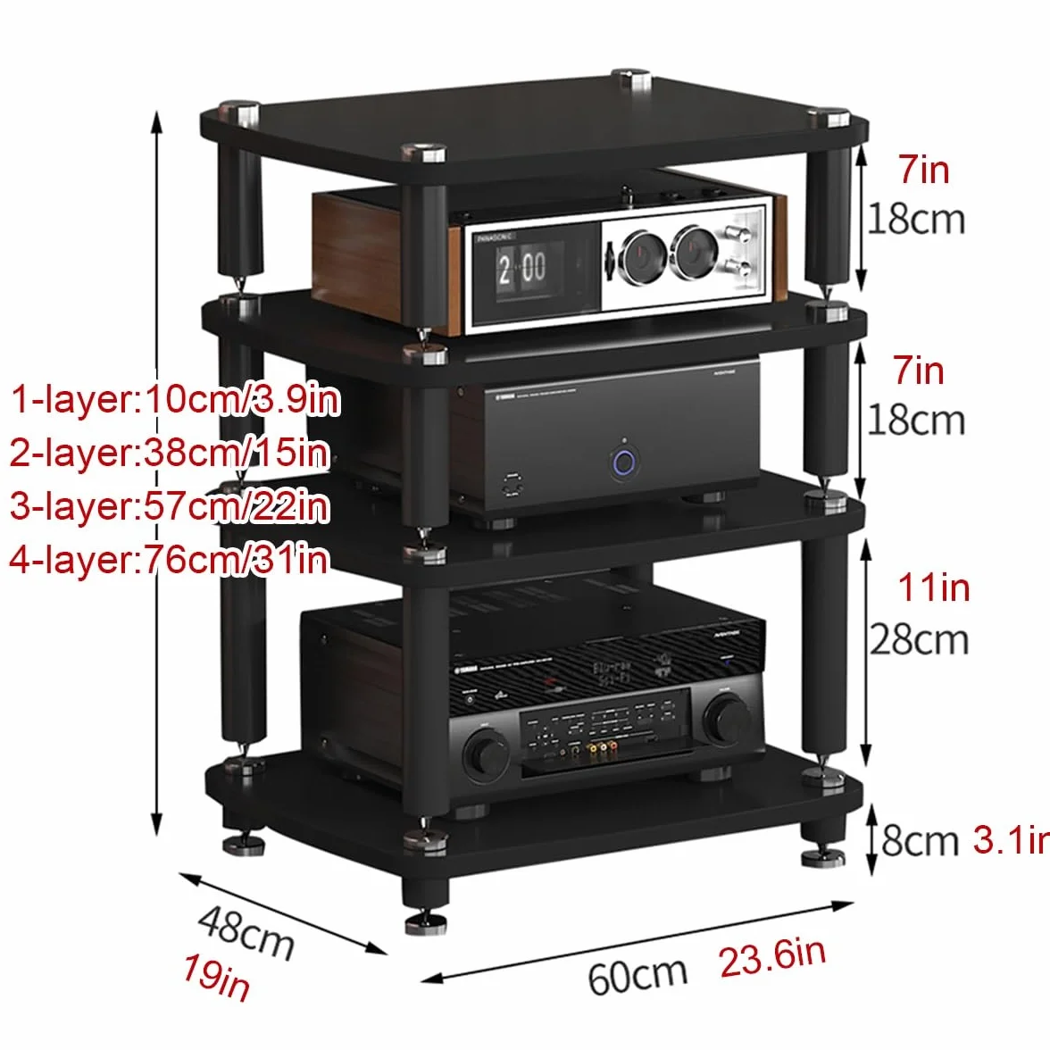 Nowoczesny stojak HiFi - stojak na media AV i szafka rage, narożna konsola TV, półki do gier, biały, 57 cm, elegancka jednostka rozrywkowa do małych przestrzeni, stylowa dekoracja domu