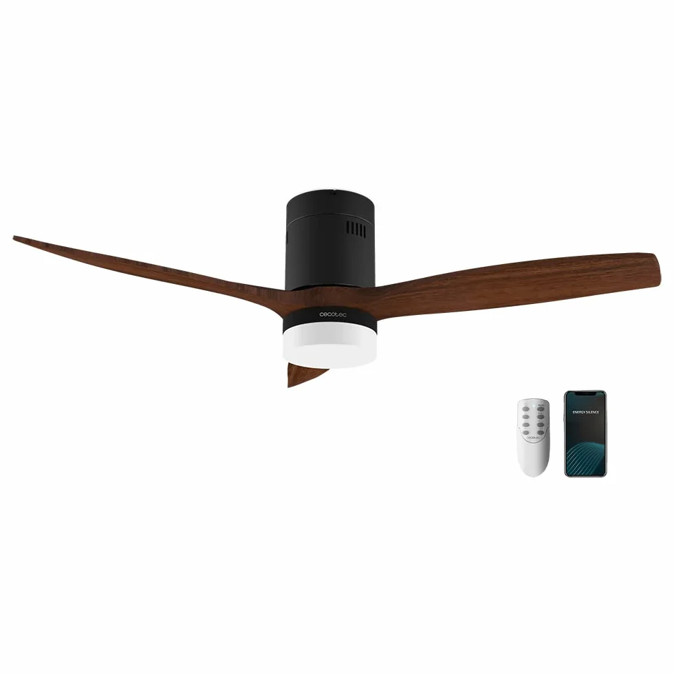 Cecotec EnergySilence Aero 5600 Black Aqua Connected wentylator sufitowy z oświetleniem i Wi-Fi, 40 W, 52", z 3 łopatkami, pilot zdalnego sterowania, ochrona IP44, tryb zimowy-summer, timer