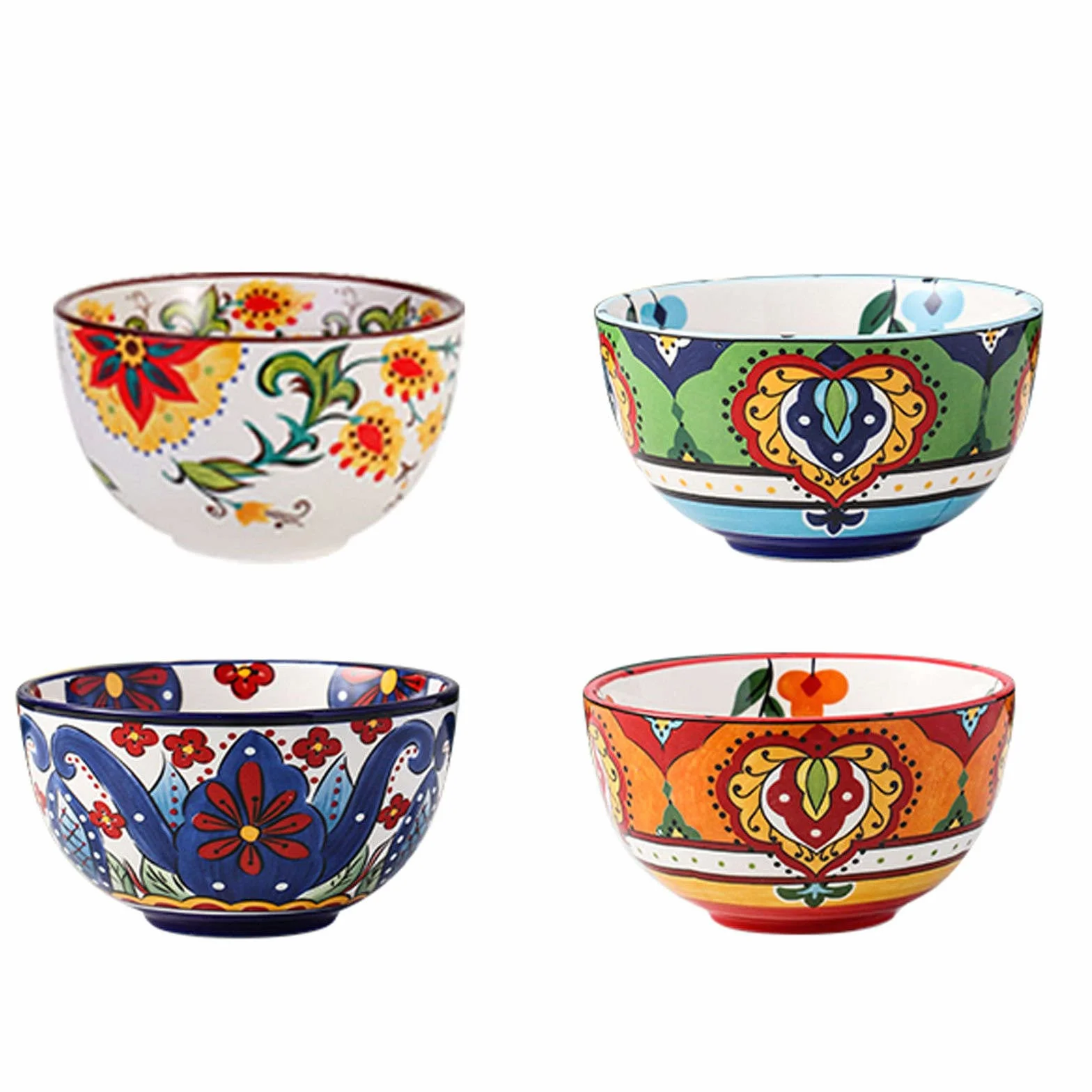 13 cm piękny wzór w stylu boho ceramiczne miski na ryż, miska na płatki śniadaniowe na śniadanie, małe miski na popcorn miska do serwowania zupy przekąski-H-1