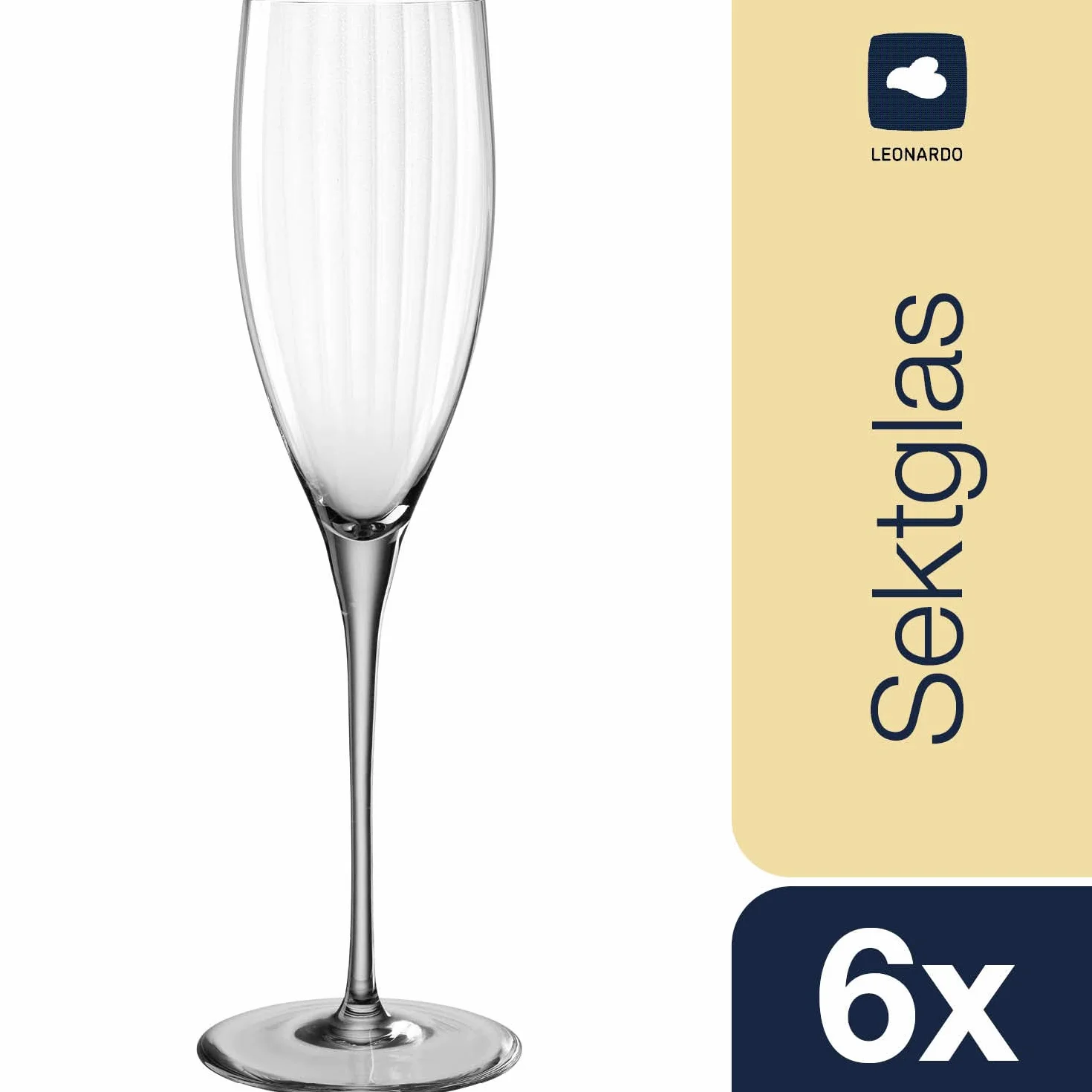 LEONARDO HOME Poesia 022381 kieliszki do szampana zestaw 6 kieliszków do szampana nadają się do mycia w zmywarce, wysokość 25 cm, 250 ml szary