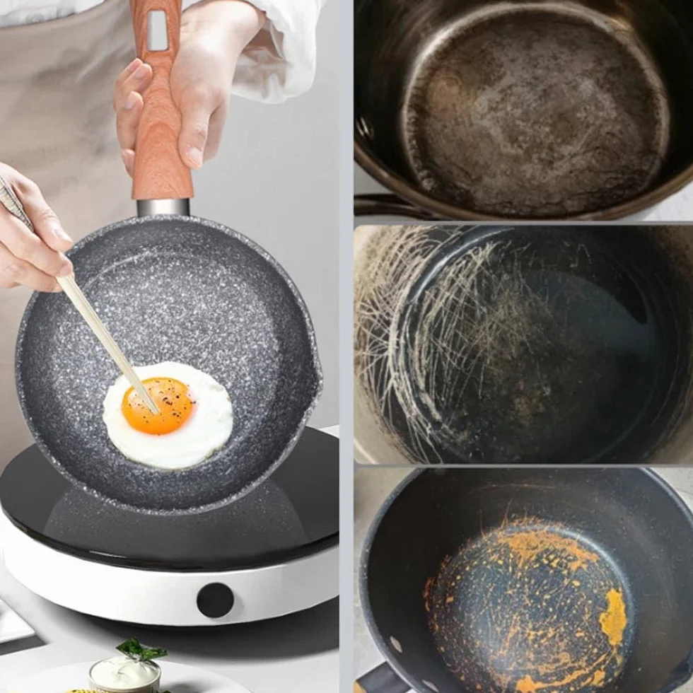 Woki i patelnie do smażenia Patelnia z powłoką zapobiegającą przywieraniu Patelnia z pokrywką, patelnia granitowa z powłoką zapobiegającą przywieraniu Patelnia do jajek P,9.4in
