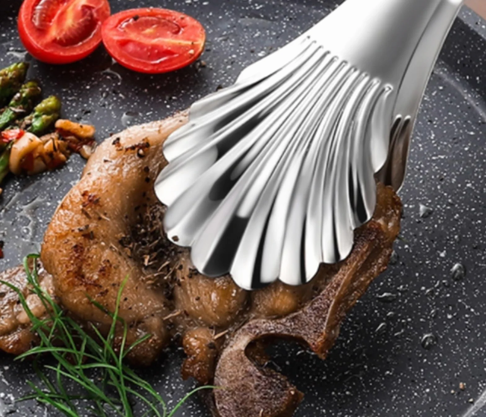 Szczypce Kuchenne Gotowania Szczypce Do Grilla Naczynia Kuchenne Ze Stali Nierdzewnej Odpowiednie Do Steków Sałatkowych Z Grilla W Formie Bufetu Szczypce Do Grillowania(28cm)