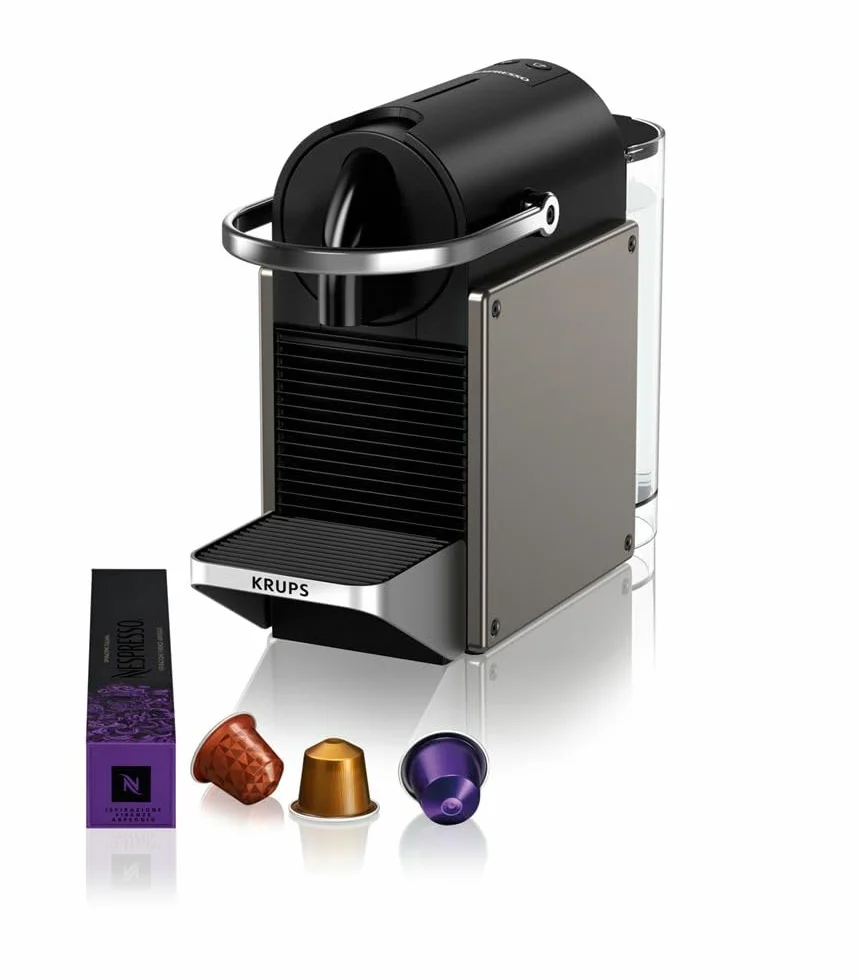 Krups Nespresso Pixie Redesign, ekspres do kawy w kapsułkach, system szybkiego ogrzewania, pompa wysokociśnieniowa, łatwa obsługa, tytan, YY5290FD