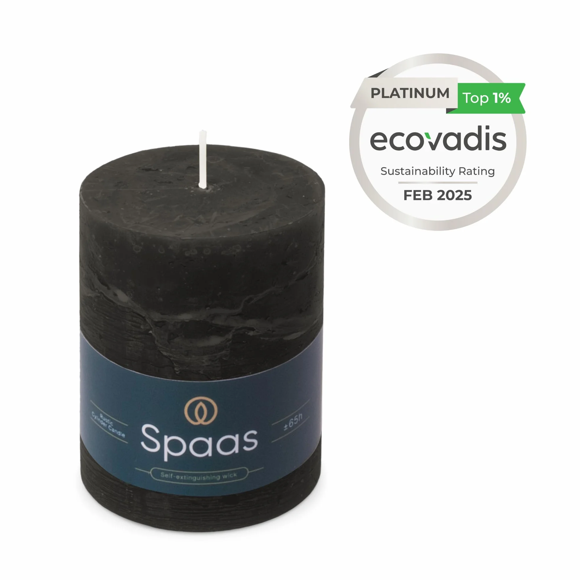 Spaas Rustykalna świeca filarowa 80/110 mm 65h - czarna