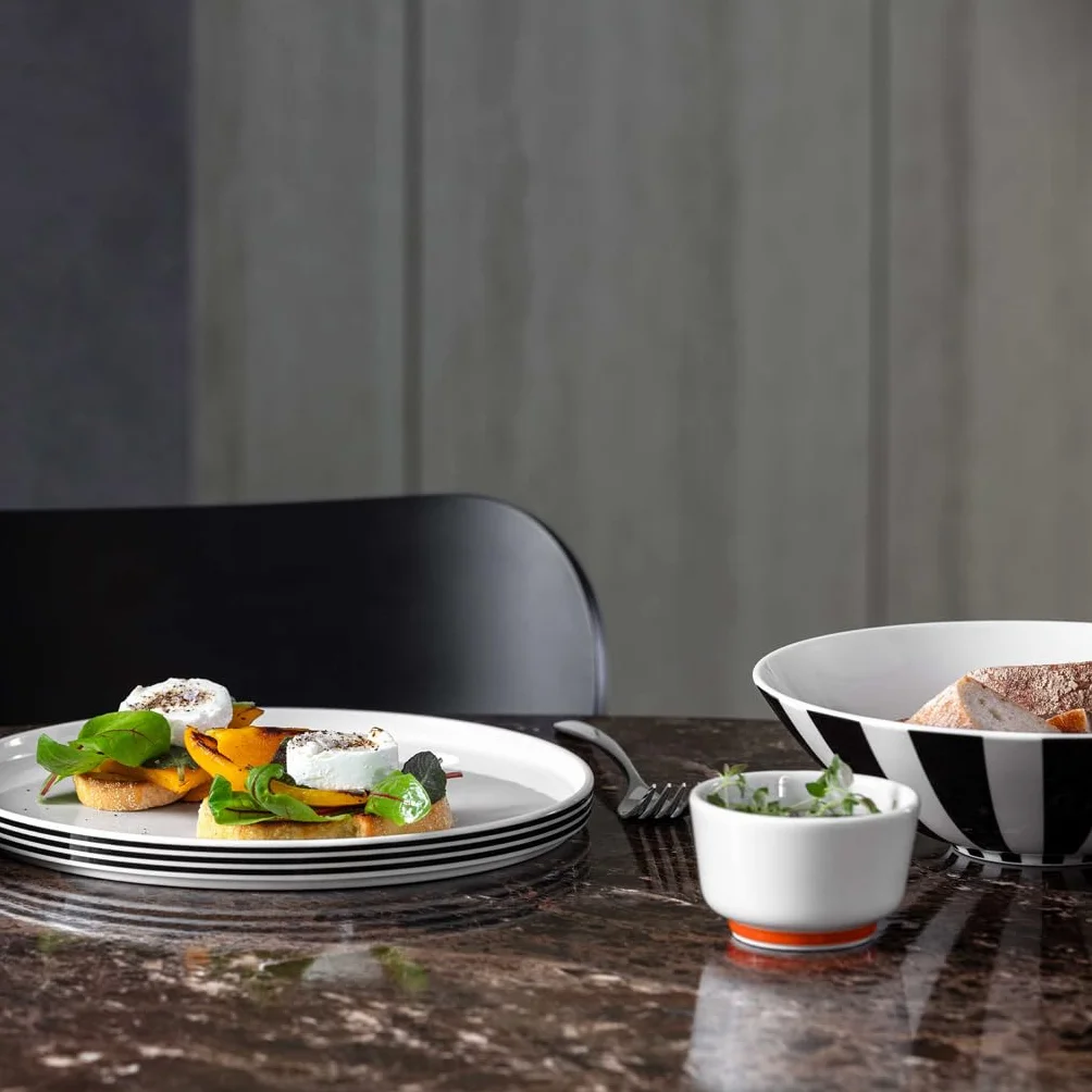 Villeroy & Boch - Memphis Collection talerz płaski 24 cm kolorowy, można myć w zmywarce i używać w mikrofalówce, duży talerz ceramika, talerz obiadowy, różowe i pomarańczowe akcenty, porcelana Premium