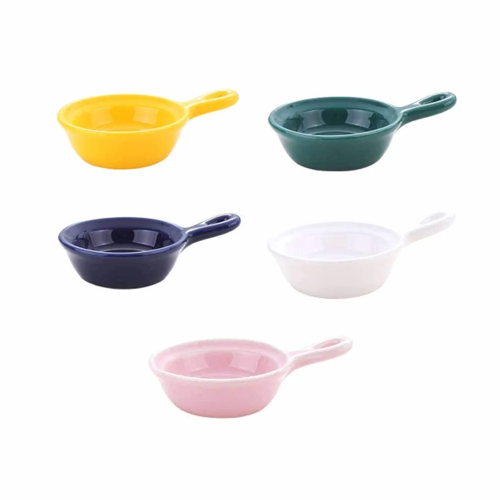 Miska do zupy z uchwytem w japońskim stylu, miski do zupy w Chinach porcelanowe ceramiczne naczynie do przypraw zanurzania sosu forma do pieczenia gotowania jajek na parze piekarnik nadaje się do kuchenki mikrofalowej - 5 sztuk - S