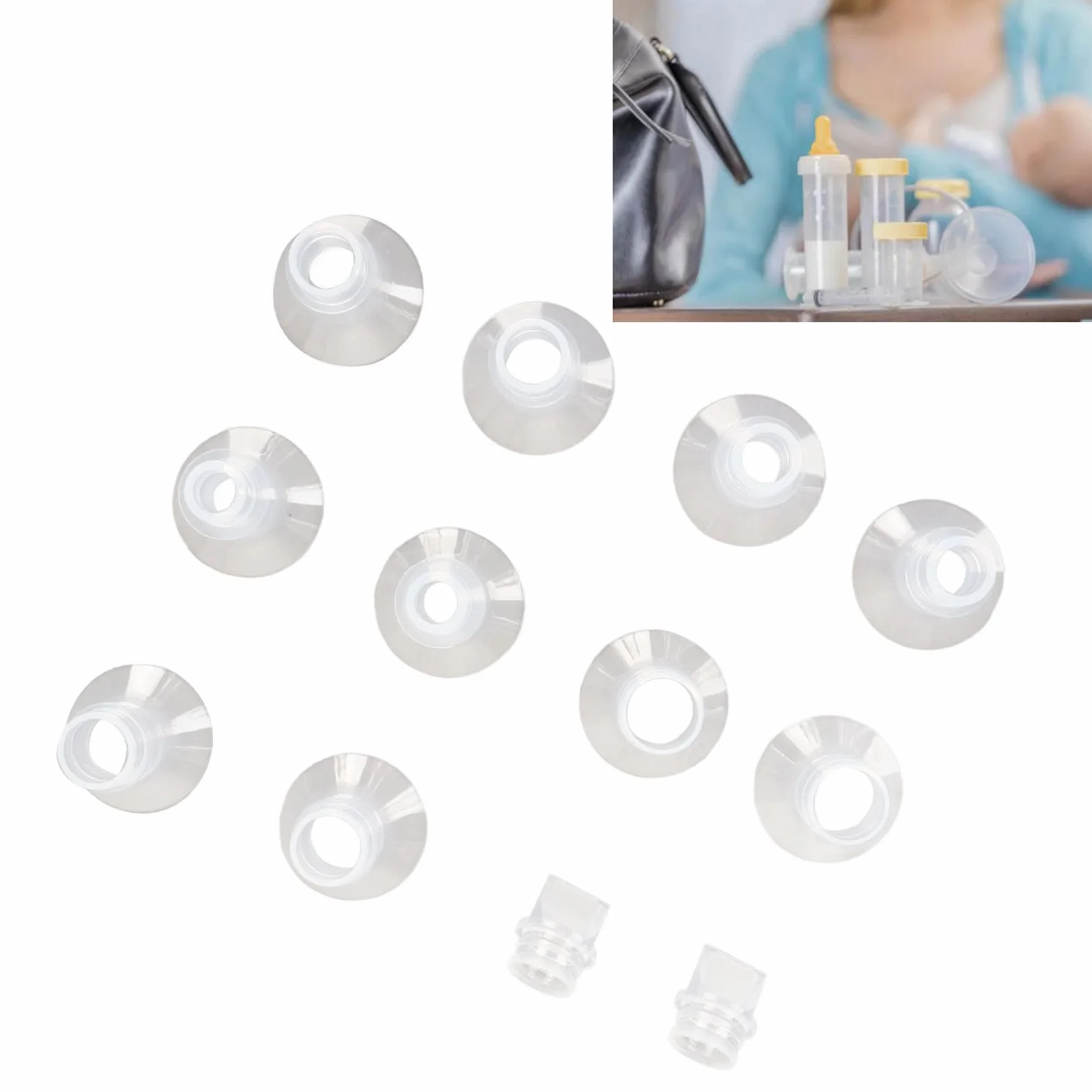 Wkładki Kołnierzowe Laktatora, Uniwersalny Pojemnik na Mleko z Miękkiego Silikonu w 5 Rozmiarach (13 Mm, 15 Mm, 17 Mm, 19 Mm, 21 Mm) 10 Sztuk Zaworu Kaczego Dzioba, Wkładka