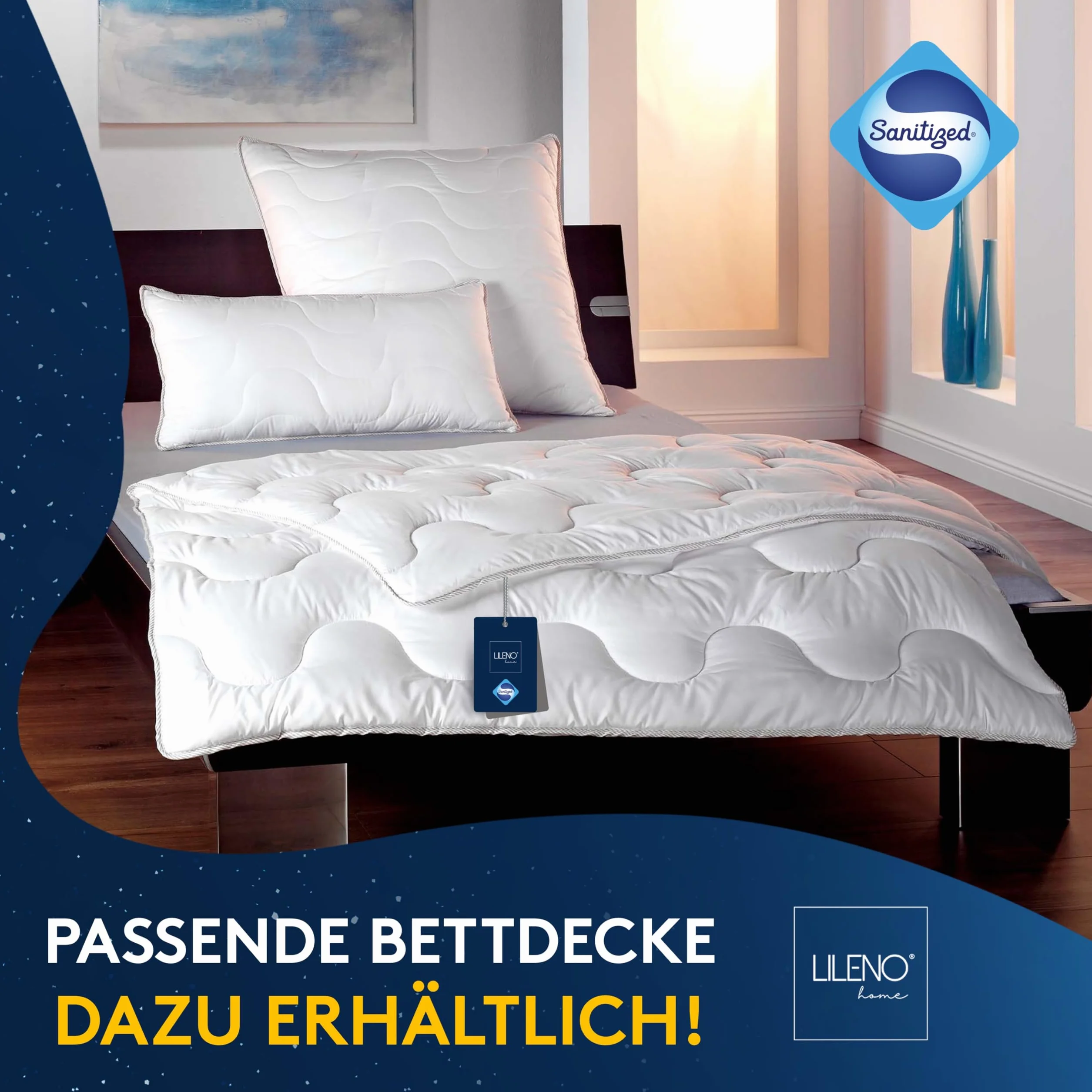 LILENO HOME Poduszka 80x80 Zestaw 2 szt. Antybakteryjna Odporna na Gotowanie 95°C Dla Alergików
