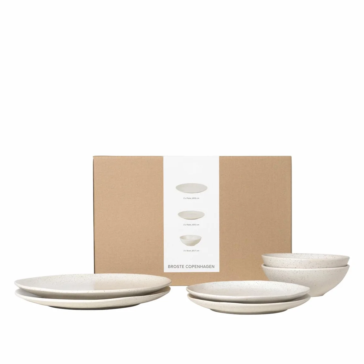 Broste Copenhagen Nordic Vanilla 80019821 zestaw naczyń obiadowych dla dwojga w kolorze beżowym, wykonany z kamionki, nadaje się do mycia w zmywarce i używania w kuchence mikrofalowej