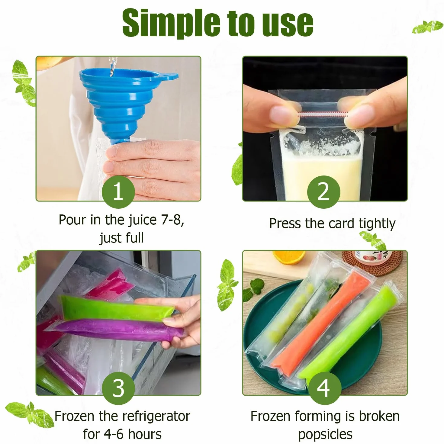 200 sztuk foremka Popsicle z lejkiem w saszetce z lodem 5,5 x 28 cm Diy Popsicle pokrowiec nadaje się do domowych lodów, batonów jogurtowych i soków owocowych