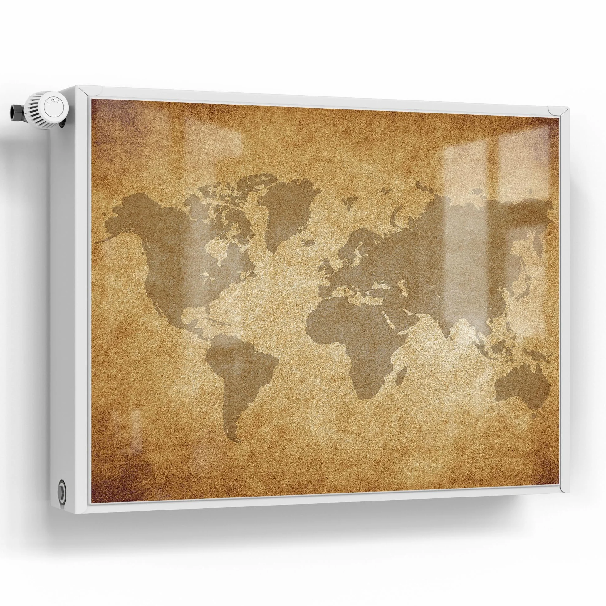 DEQORI Folia magnetyczna do ogrzewania 80 x 60 cm | motyw globalnej sztuki pergaminowej | dekoracyjna mata magnetyczna, ochrona grzejników | magnetyczna folia dekoracyjna, samoprzylepna, magnetyczna i