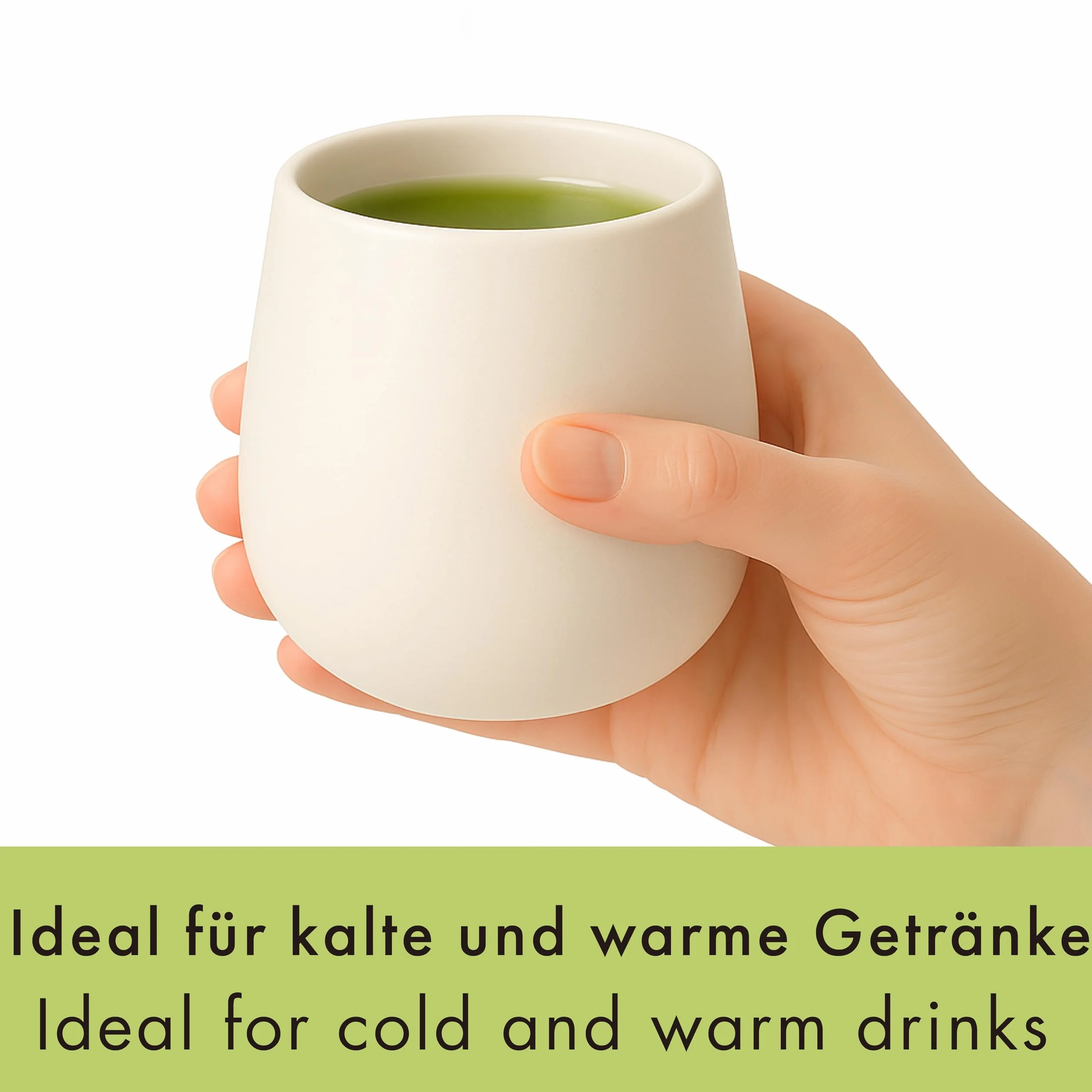 Goodwei Zestaw 4 japońskich filiżanek – Kubki ceramiczne bez ucha, okrągły kształt i minimalistyczny design – Idealne do herbaty, matchy lub kawy (Camellia White)