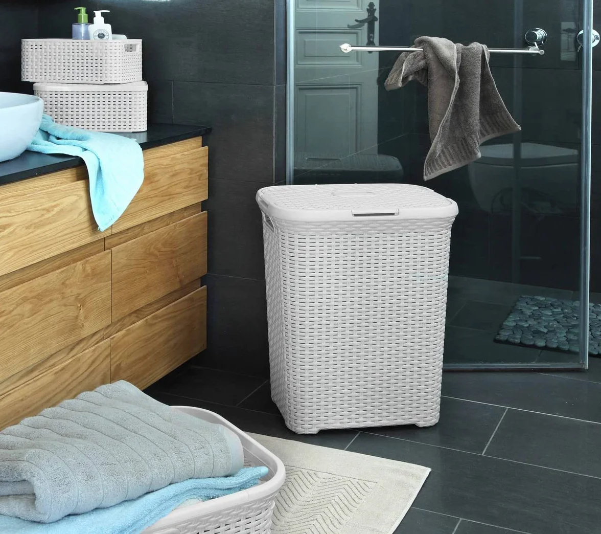 CURVER Style pojemnik na pranie, 60 l, plastik, kremowy, 44,8 x 34,1 x 61,5 cm