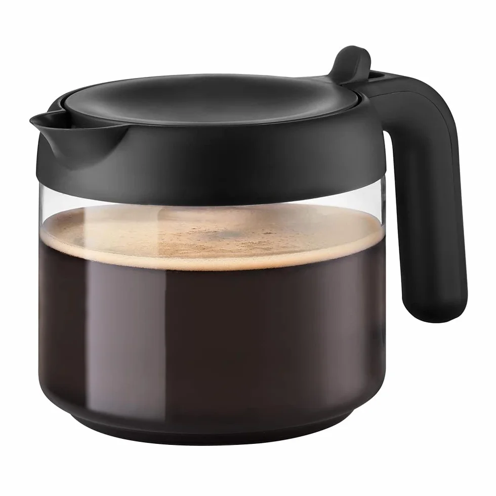 De'Longhi DLSC021 dzbanek na akcesoria do ekspresu do kawy - dzbanek do kawy, czarny, przezroczysty, szkło, plastik, 0,75 l, 6 filiżanek