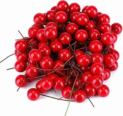 Yosoo 100 sztuk sztuczna czerwona wiśnia bożonarodzeniowa dekoracja wiszące ozdoby Holly Berry Festiwal świąteczny sztuczny owoc dekoracja DIY