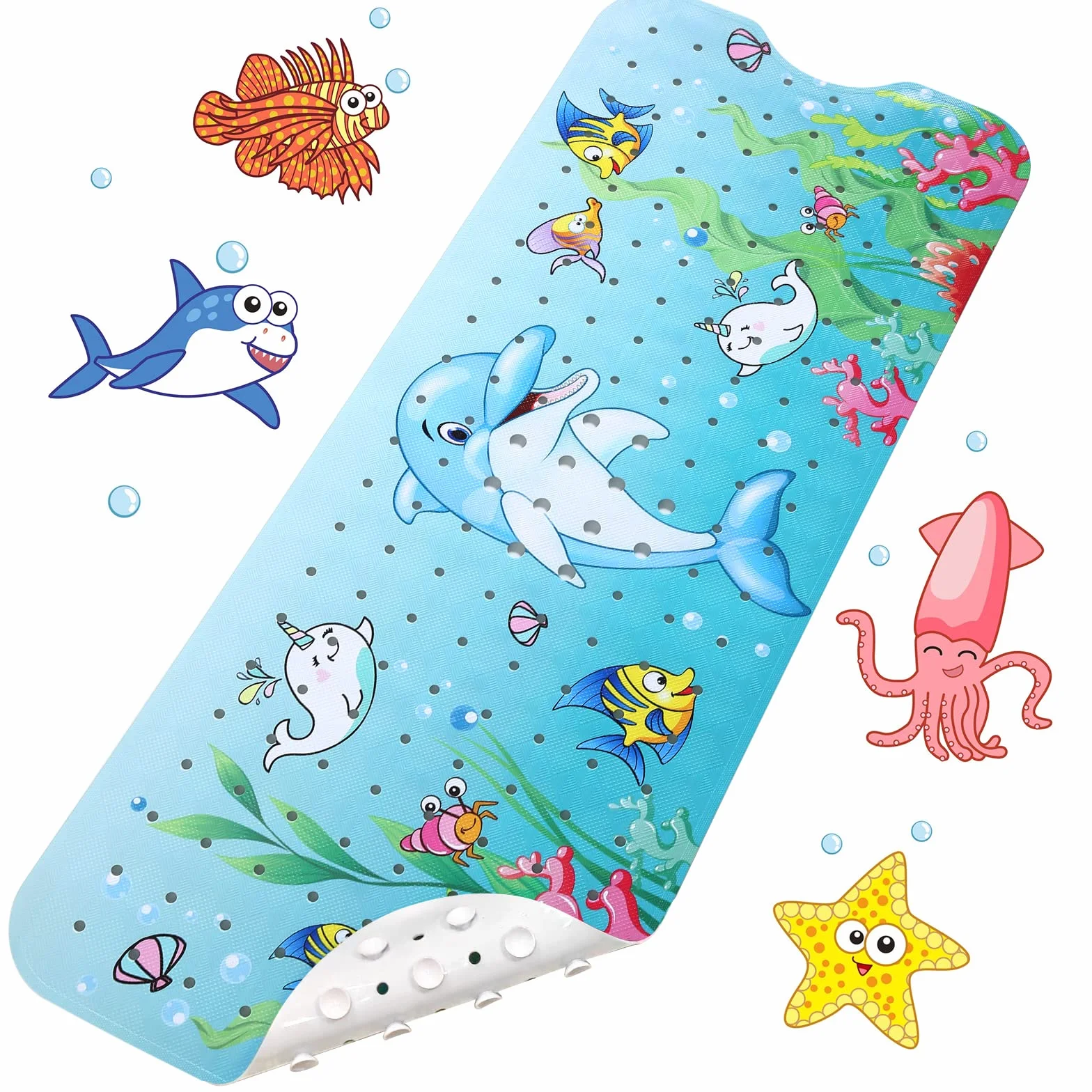LUZOON Mata do wanny, mata prysznicowa, mata antypoślizgowa, 100 x 40 cm (Delfin)