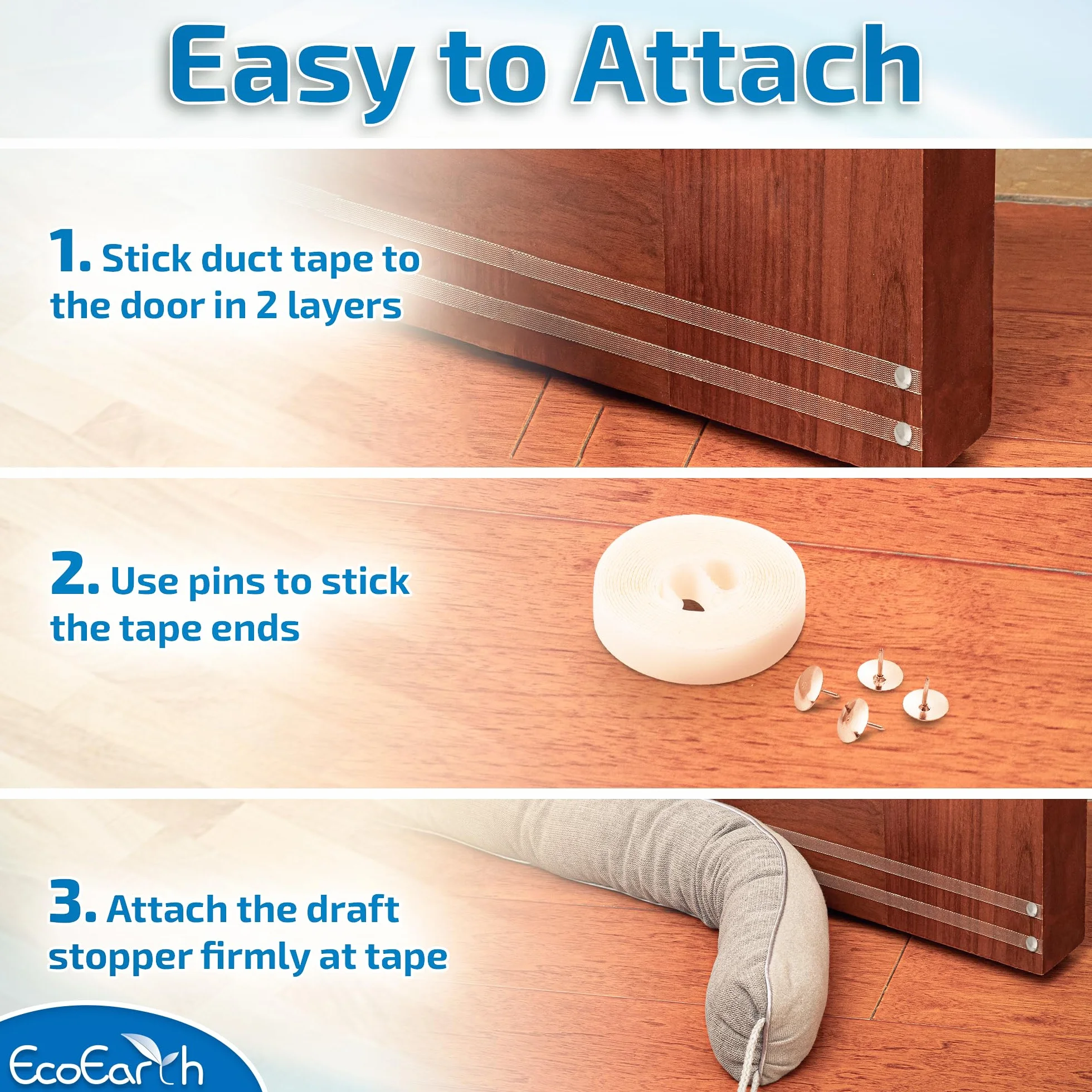 EcoEarth - Door Draft Stopper - 36.6" / 0.9m - Weighted Under Door Seal for Bug Protection - Premium Door Gap Filler