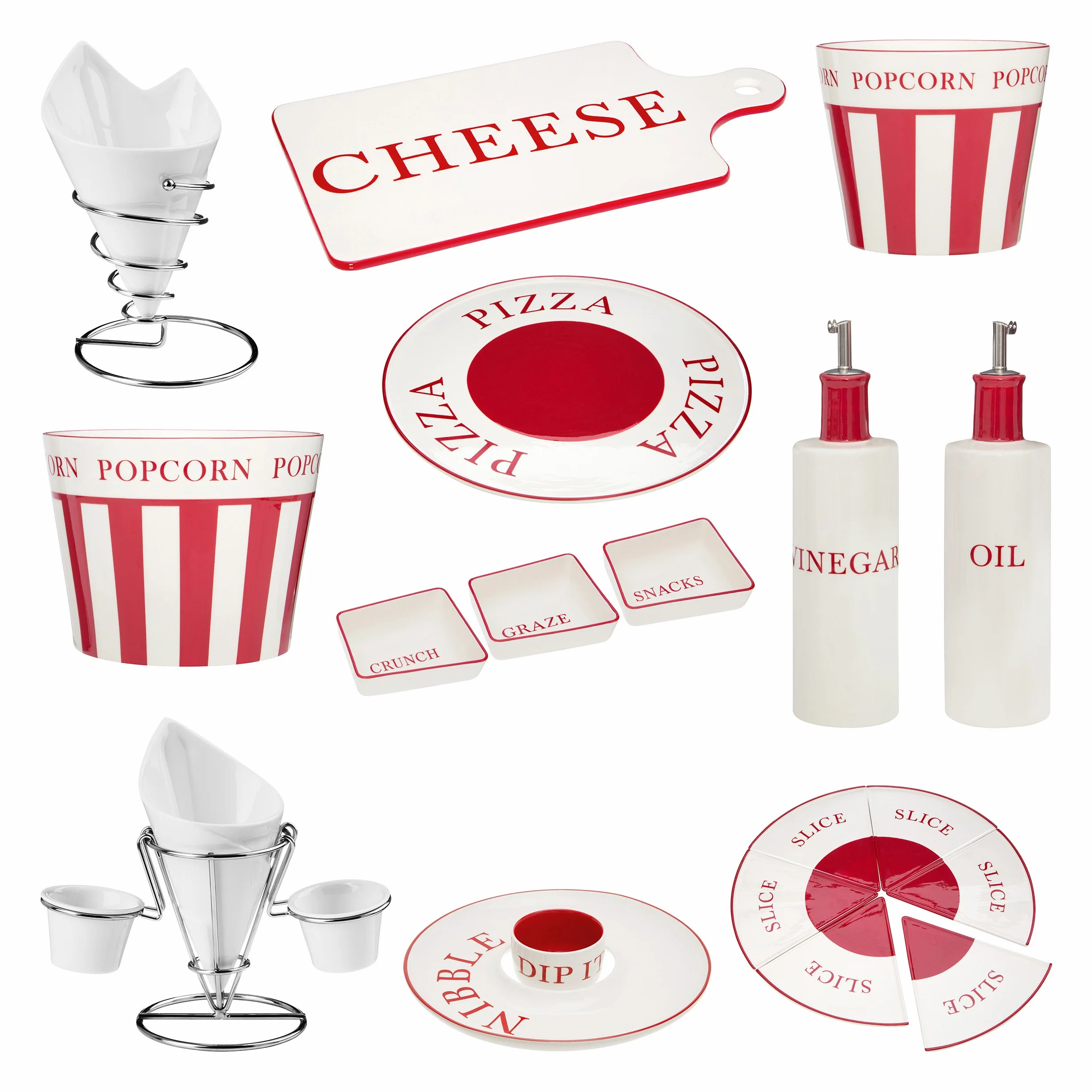 Premier Housewares Kamionka talerz do pizzy talerze do pizzy duży talerz do serwowania pizzy sześć elementów do pizzy zestaw talerzy w kolorze czerwonym i kremowym 1 wys. x 20 szer. x 21 d
