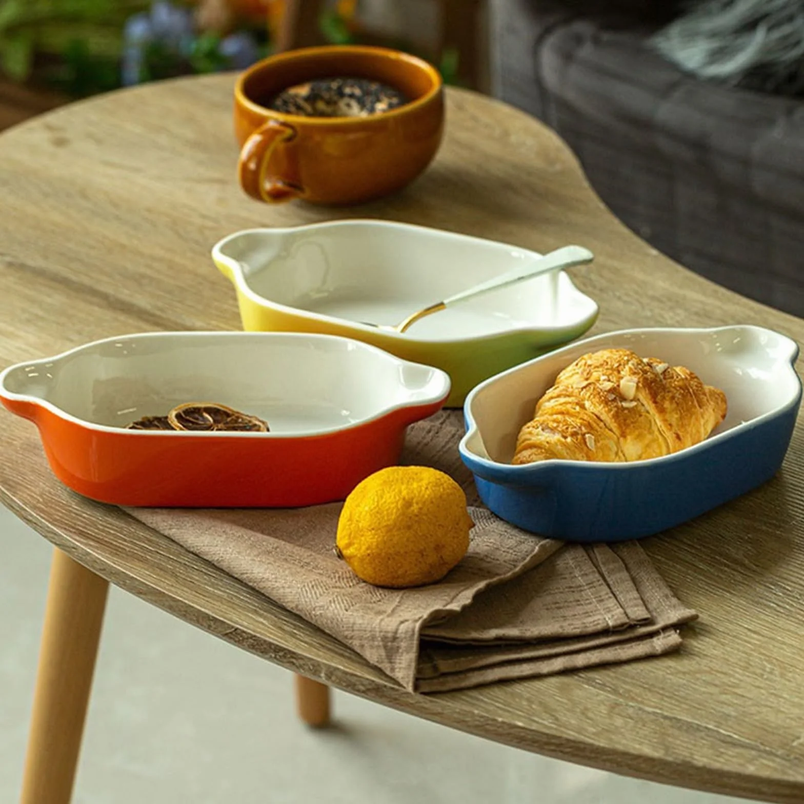 Fontanny Ceramiczne naczynia do pieczenia podszkliwne, talerz do zupy do domu, użycie w piekarniku, prostokątne naczynie do pieczenia, kuchenka mikrofalowa fontanna lasagne (żółty)
