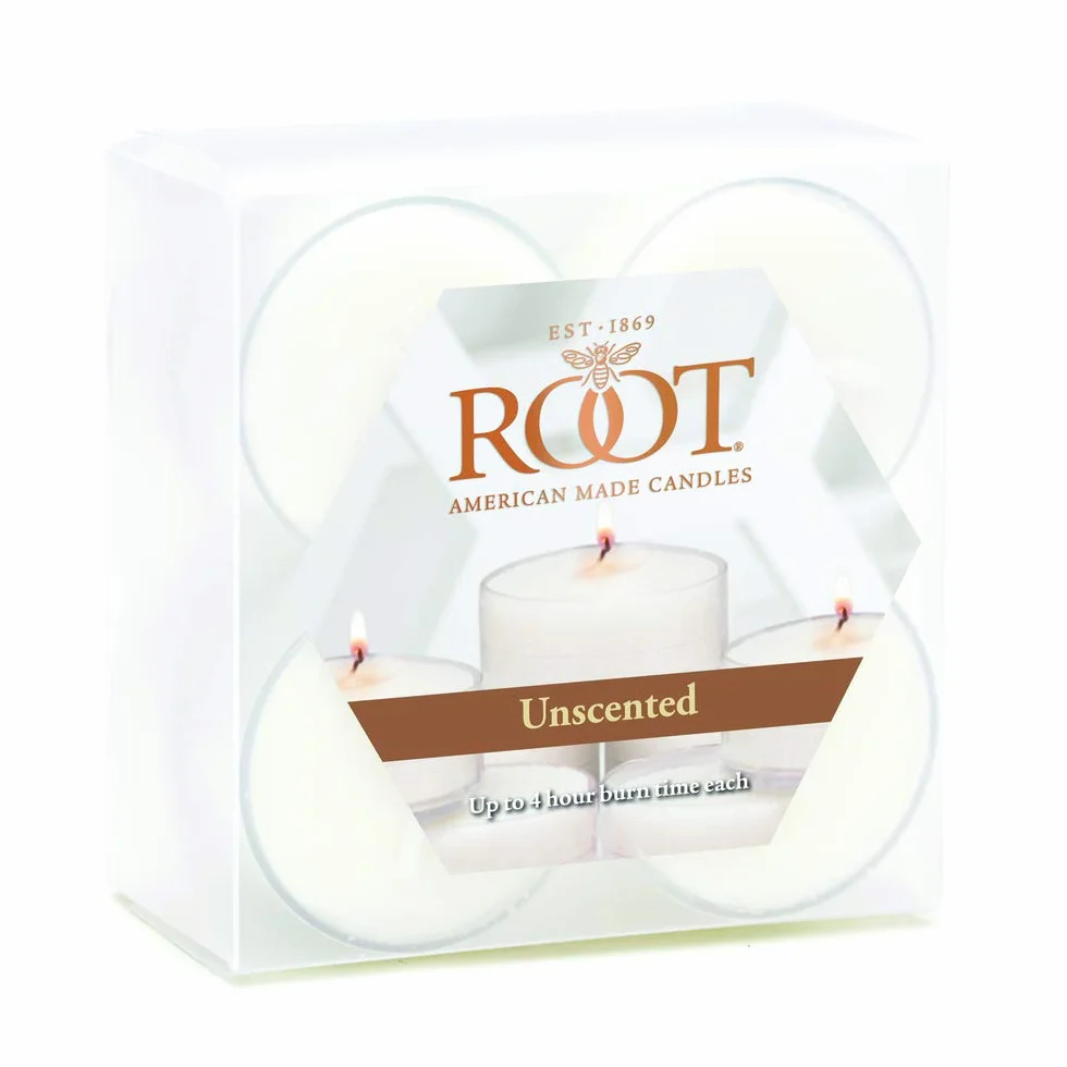 Root Candles 131015 Bezzapachowa mieszanka wosku pszczelego świece do podgrzewaczy w przezroczystych kubkach, 8 szt