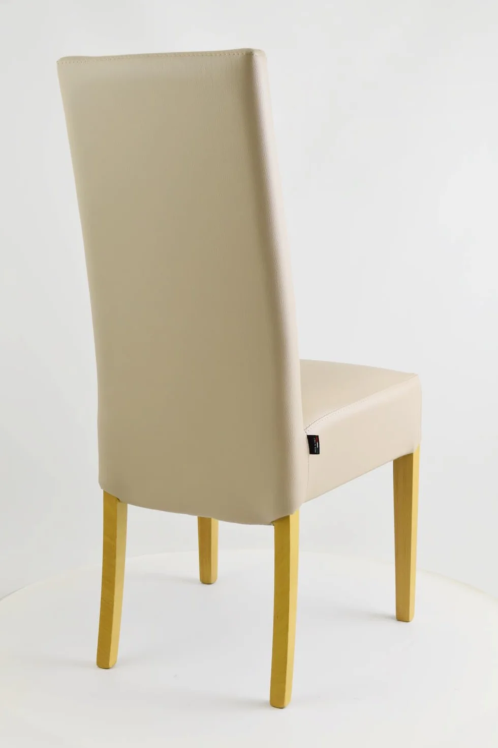 t m c s Tommychairs - Zestaw 4 krzeseł LUISA, struktura z drewna bukowego, w kolorze dębu, siedzisko tapicerowane i pokryte sztuczną skórą w kolorze lnu