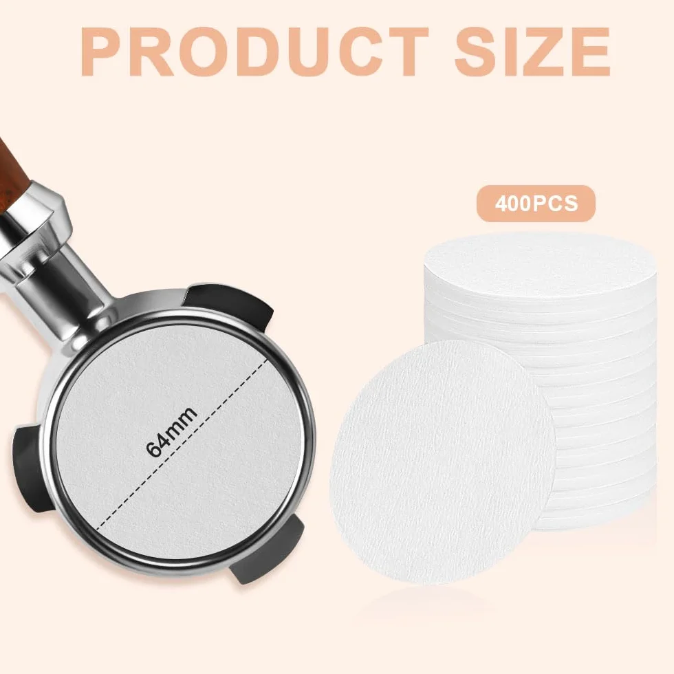 HOTUT Okrągły papierowy filtr do kawy, 400 sztuk 64 mm filtrów papierowych do espresso, Naturalny papier filtracyjny filtry papierowe do kawy, do Aeropress -Biały