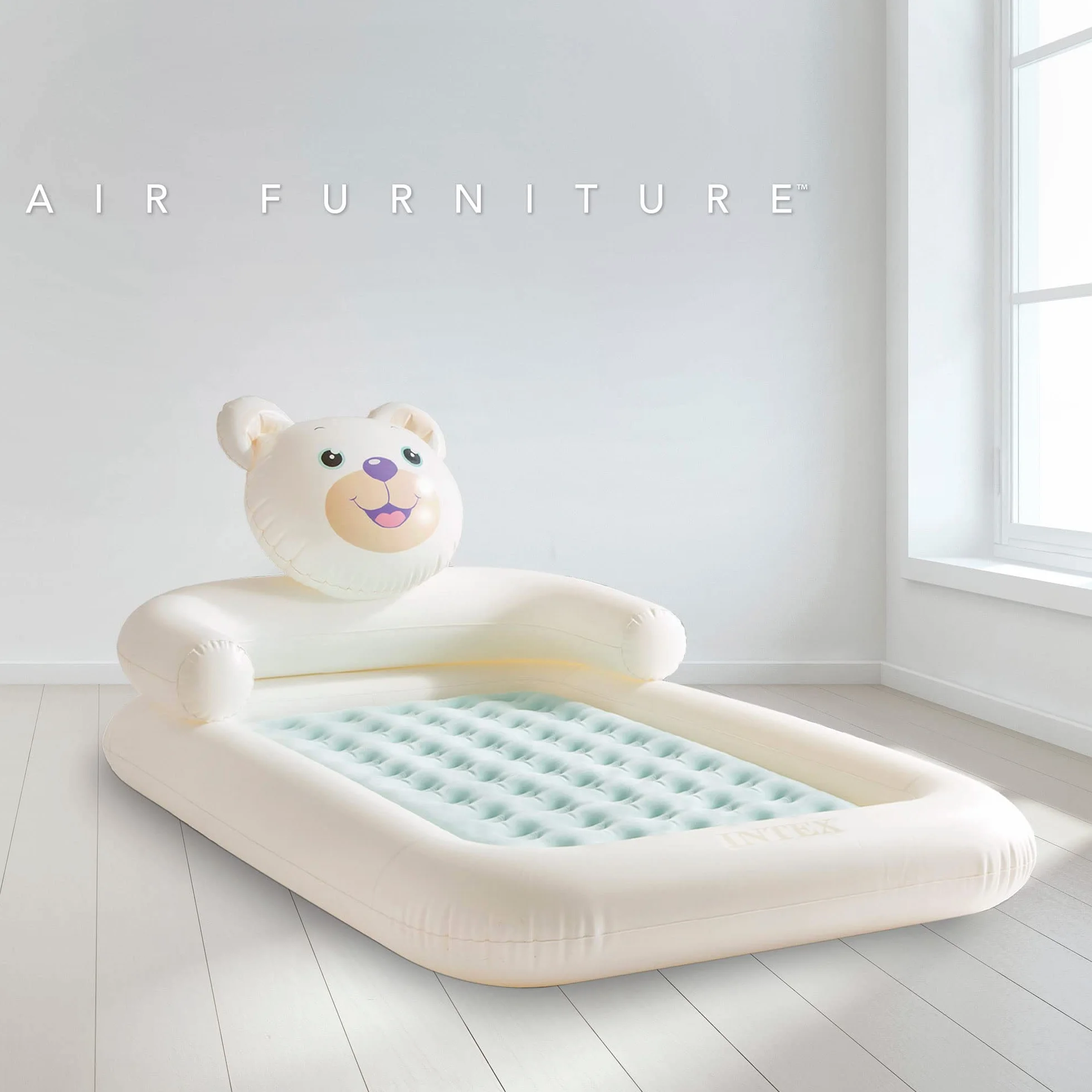 Intex 66814NP - Materasso Gonfiabile Lettino Bear Kidz, Casa e Viaggio, PVC, Multicolore, 114x178x71 cm