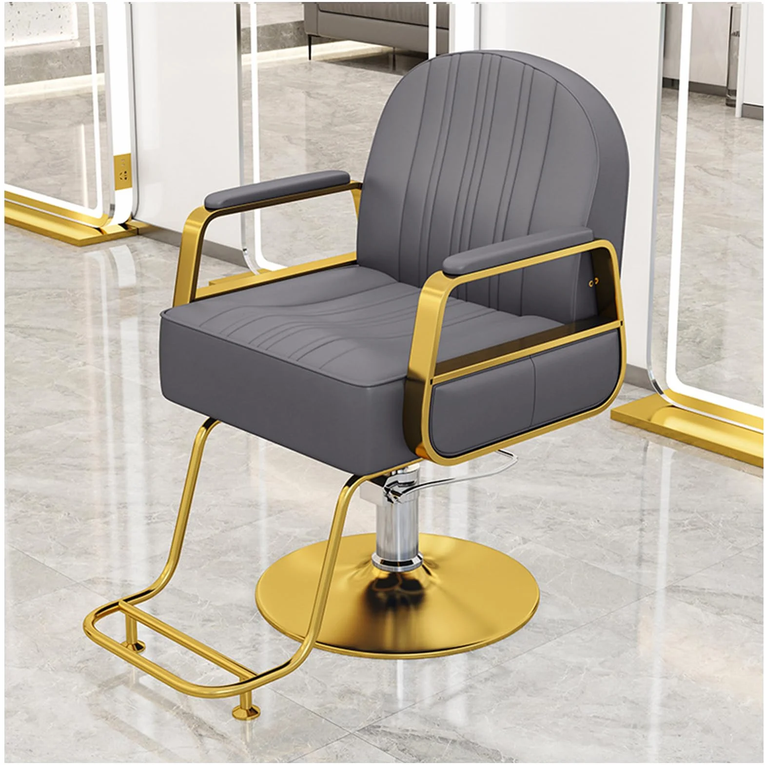 Regulowany fotel fryzjerski 10 cm – obracany o 360° fotel fryzjerski o pojemności 150 kg idealny do salonu fryzjerskiego i profesjonalnego sprzętu do stylizacji Grau Finish