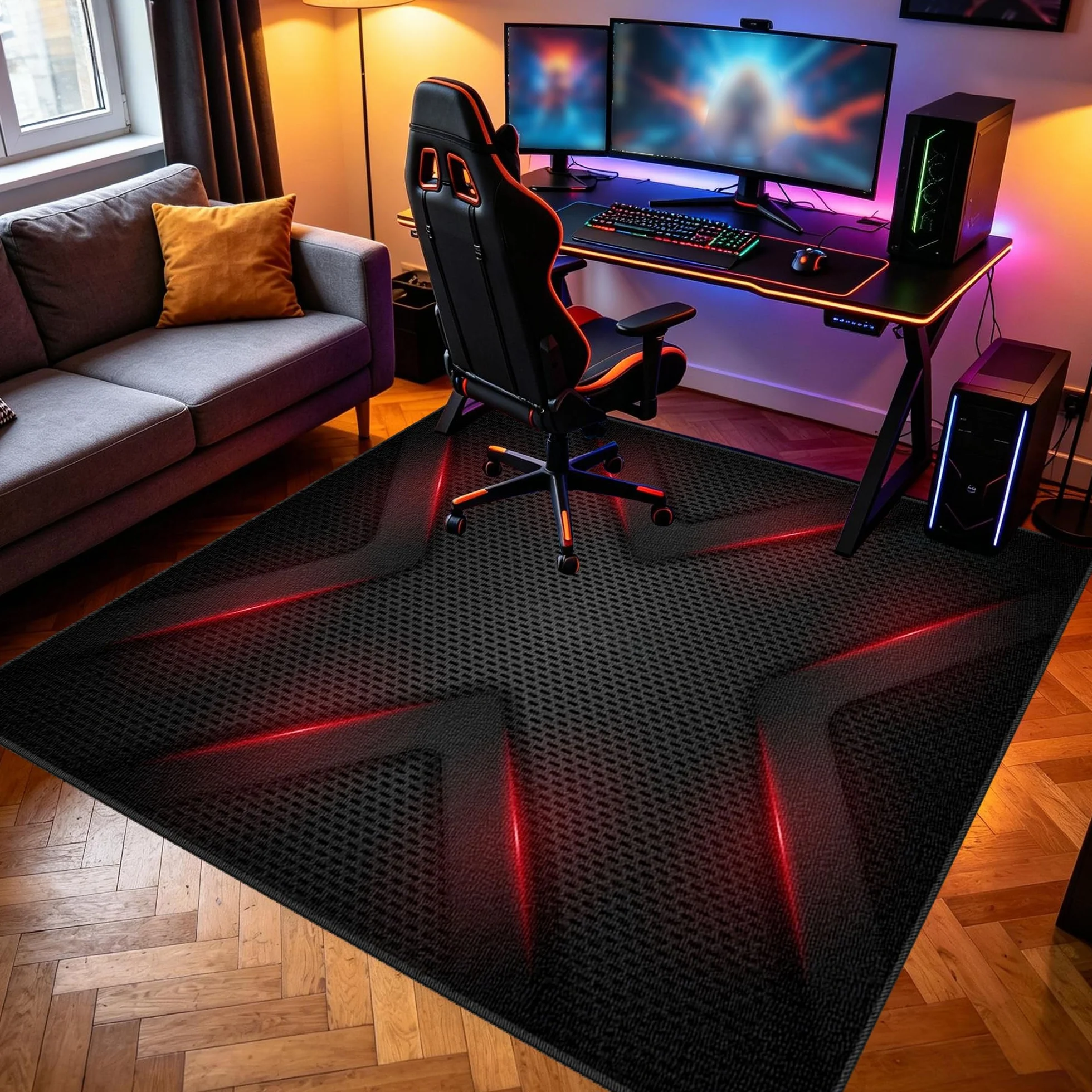 Dywanik dla graczy, antypoślizgowa wycieraczka, 90 x 150 cm, mata ochronna na podłogę, do pokoju gamingowego, do obszaru zabaw, podkładka pod krzesło komputerowe, podkładka pod krzesło