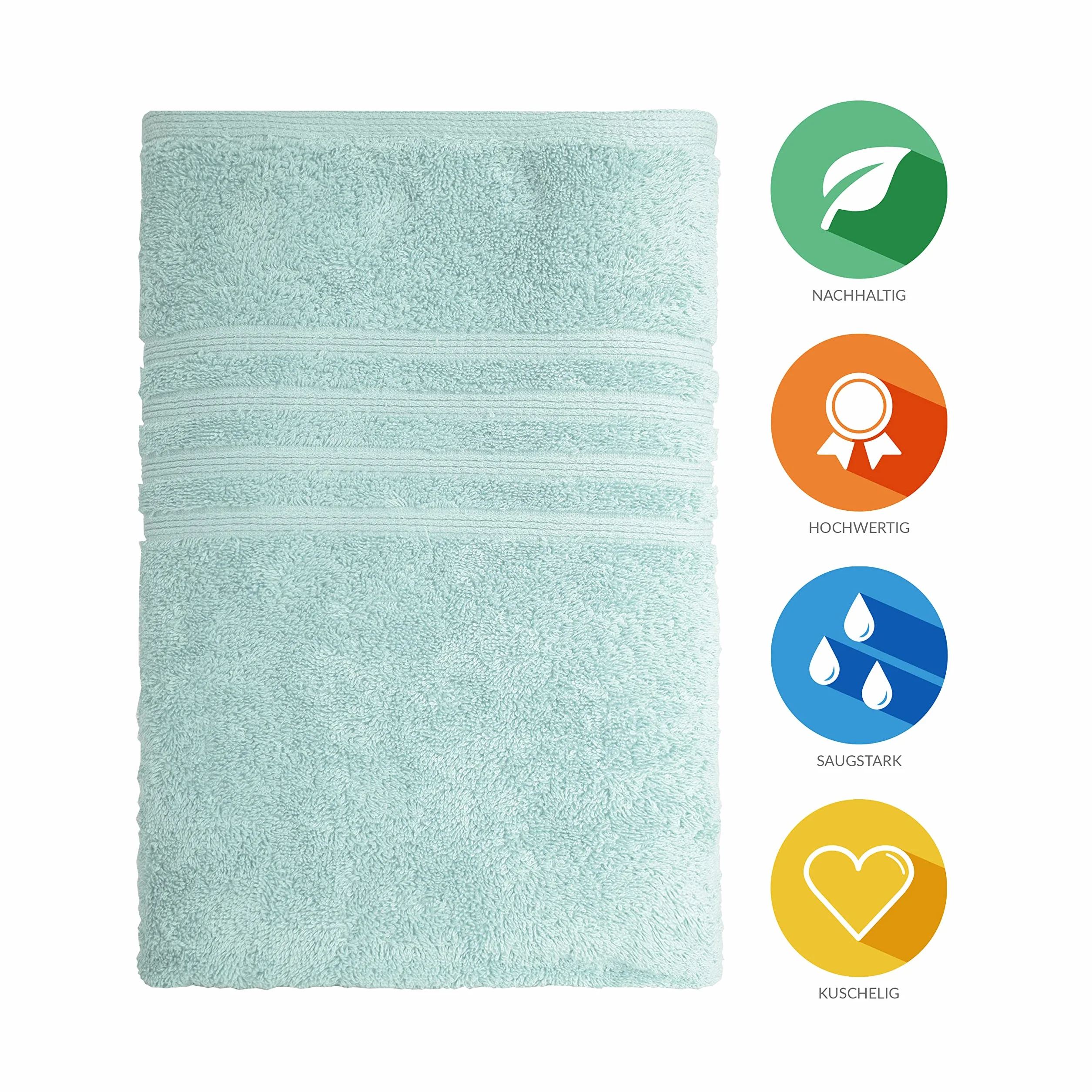 Lavea® 1 Ręcznik kąpielowy 100x150 cm z frotte ze 100% bawełny organicznej, miękki i chłonny, do domu, hotelu i spa – idealny również jako ręcznik do sauny – Lodowy zielony